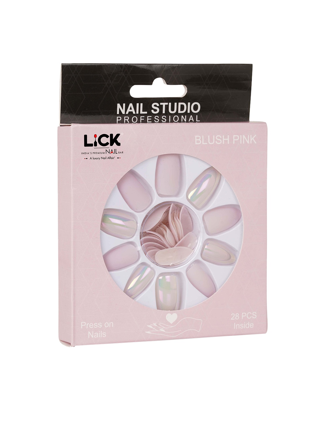 

LICK 28 Pcs Blush Pink Artificial False Press on Nails Extension With Quick Dry Glue
