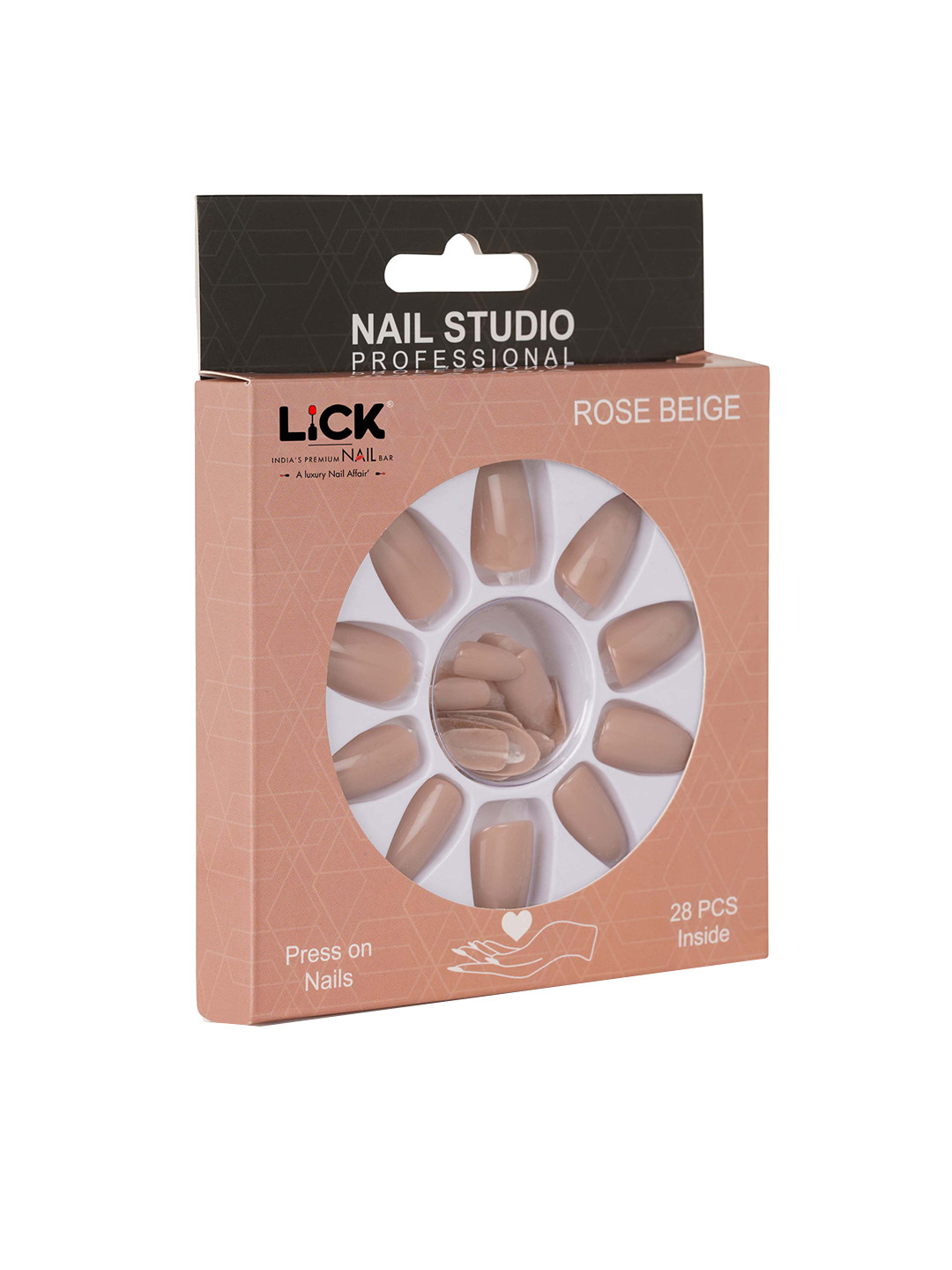 

LICK Beige Reusable Fake Acrylic Press On Nail Extensions With Quick Dry Nail Glue