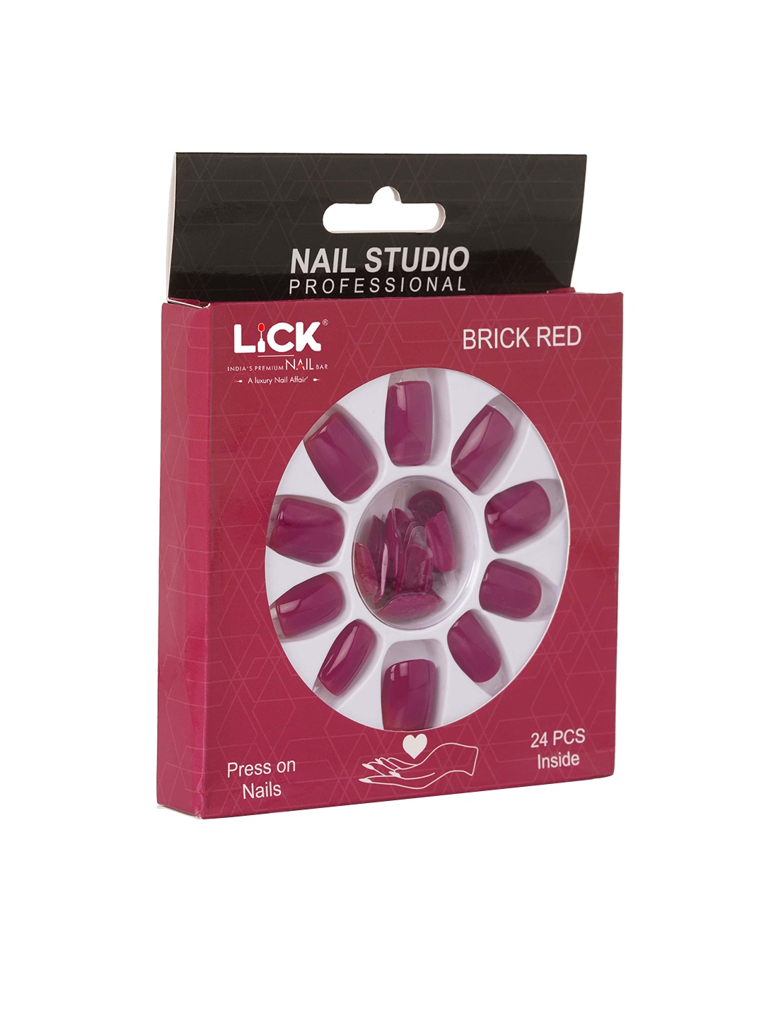 

LICK Reusable Fake Acrylic Press On Nail Extensions With Quick Dry Nail Glue, Red