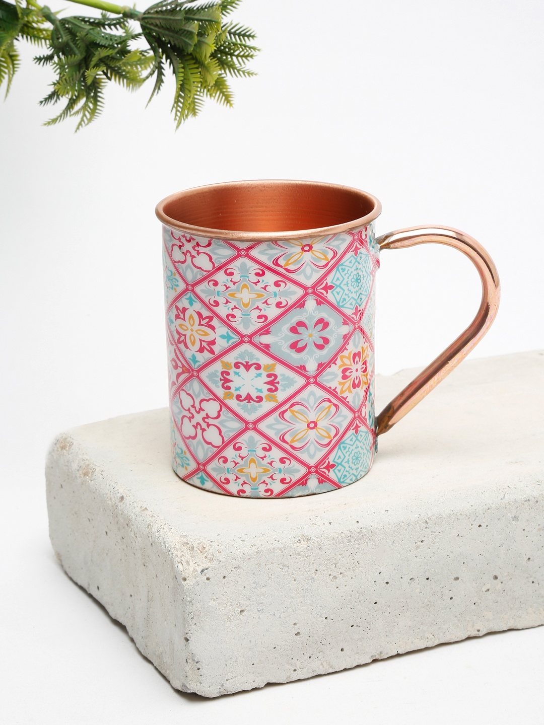 

EK BY EKTA KAPOOR Pink & Blue Printed Copper Glossy Mug 350ml