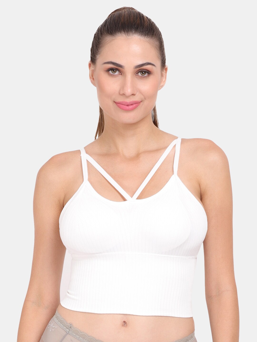 

Amour Secret White Lightly Padded Dry Fit Sports Bra