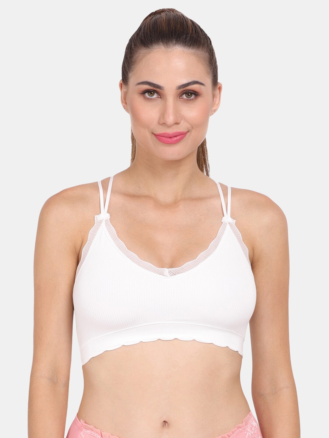 

Amour Secret White Lightly Padded Dry Fit Sports Bra