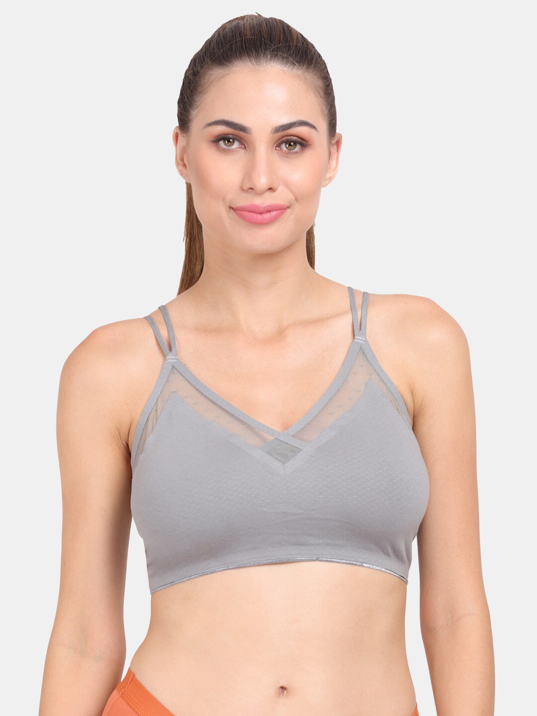 

Amour Secret Grey Lightly Padded Dry Fit Sports Bra