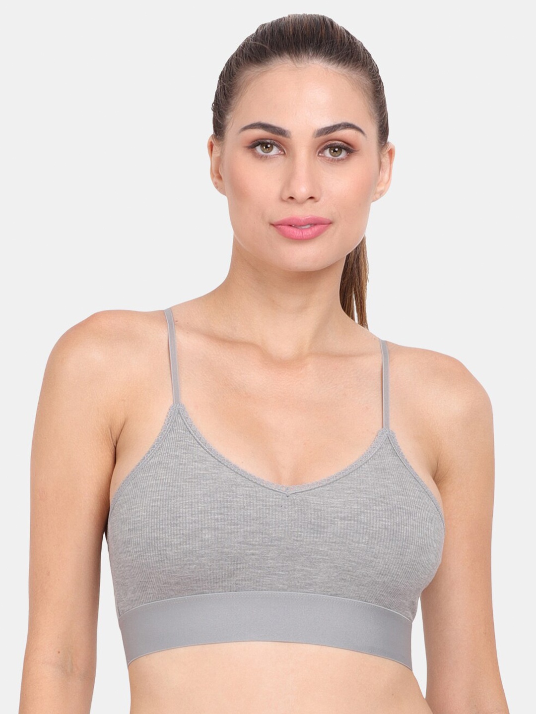 

Amour Secret Grey Lightly Padded Dry Fit Sports Bra