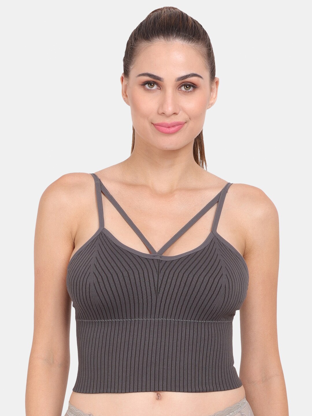 

Amour Secret Grey Lightly Padded Dry Fit Sports Bra