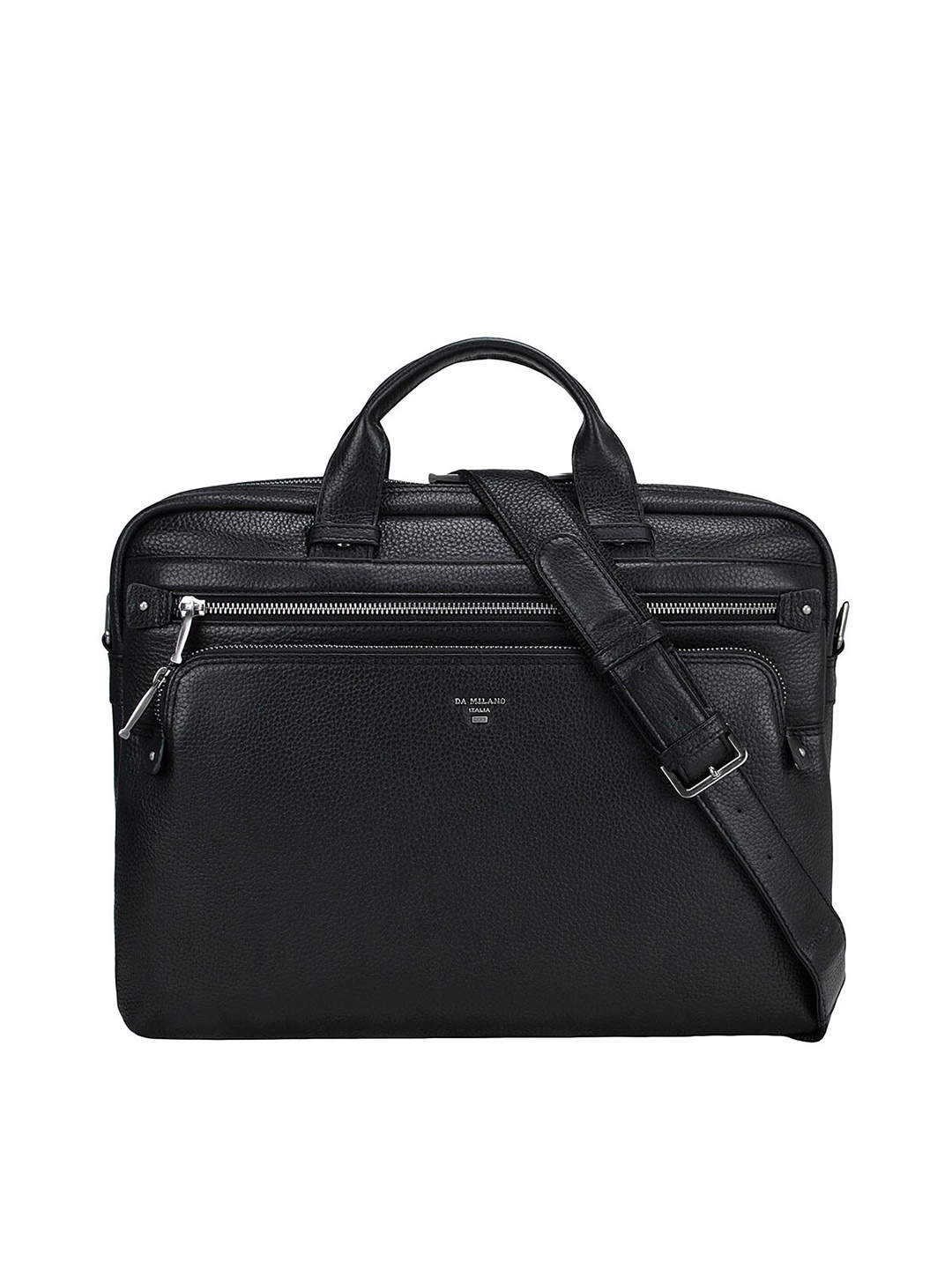 

Da Milano Men Black Textured Leather Laptop Bag