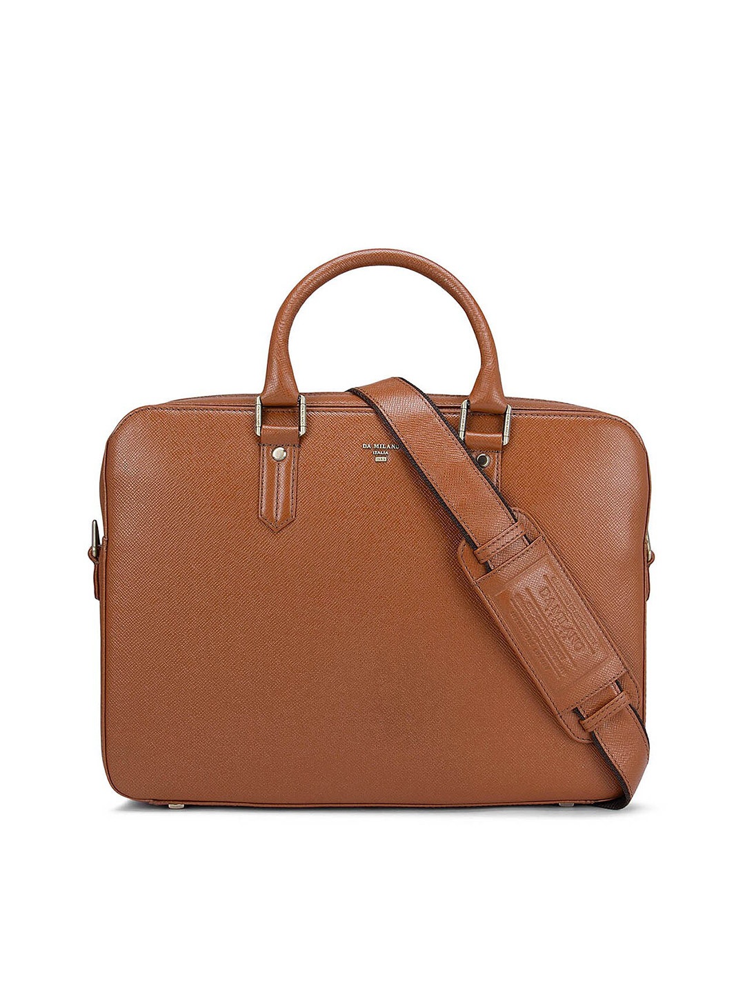 

Da Milano Men Brown Textured Leather Laptop Bag