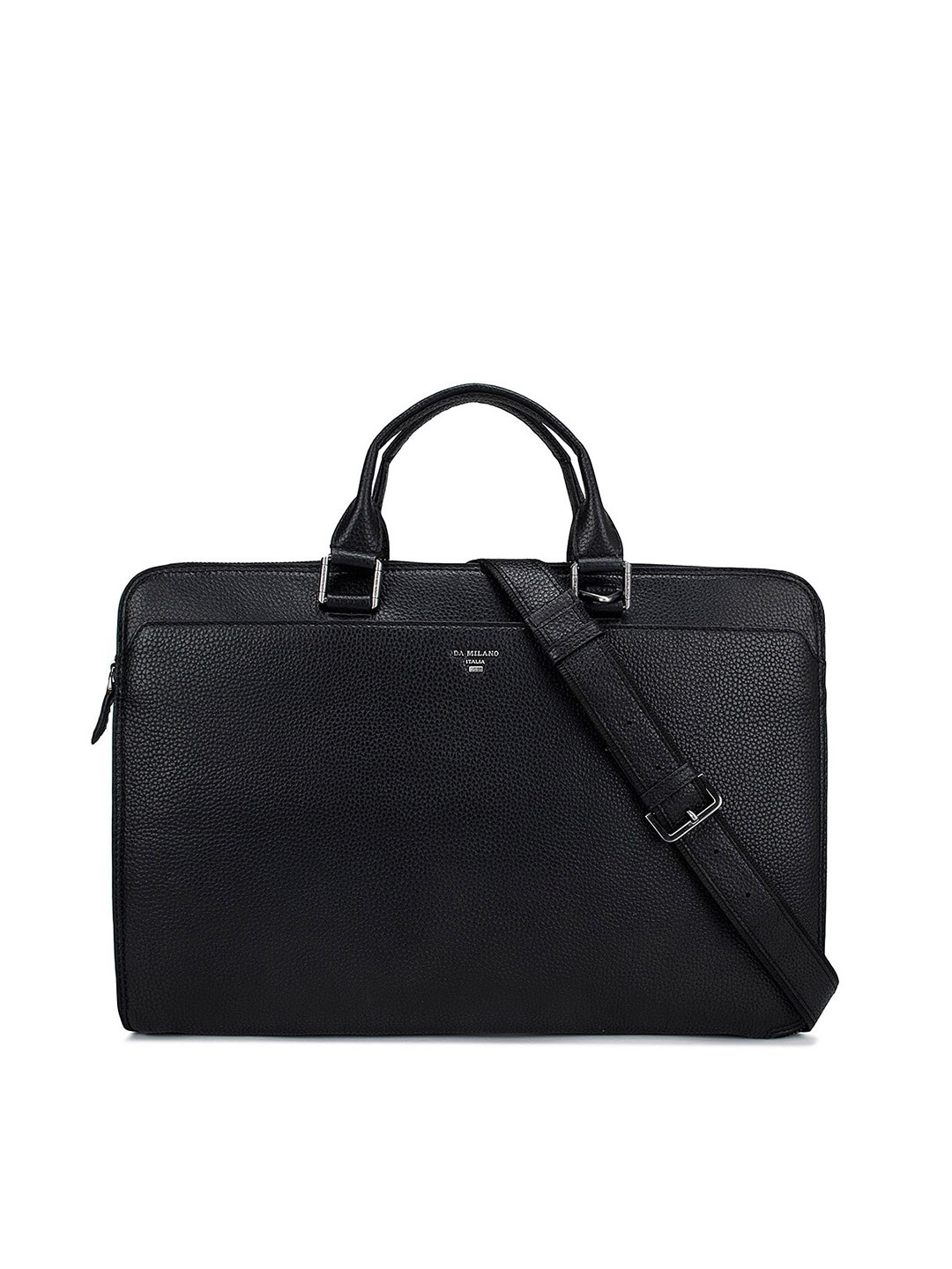 

Da Milano Men Black Textured Leather Laptop Sleeve