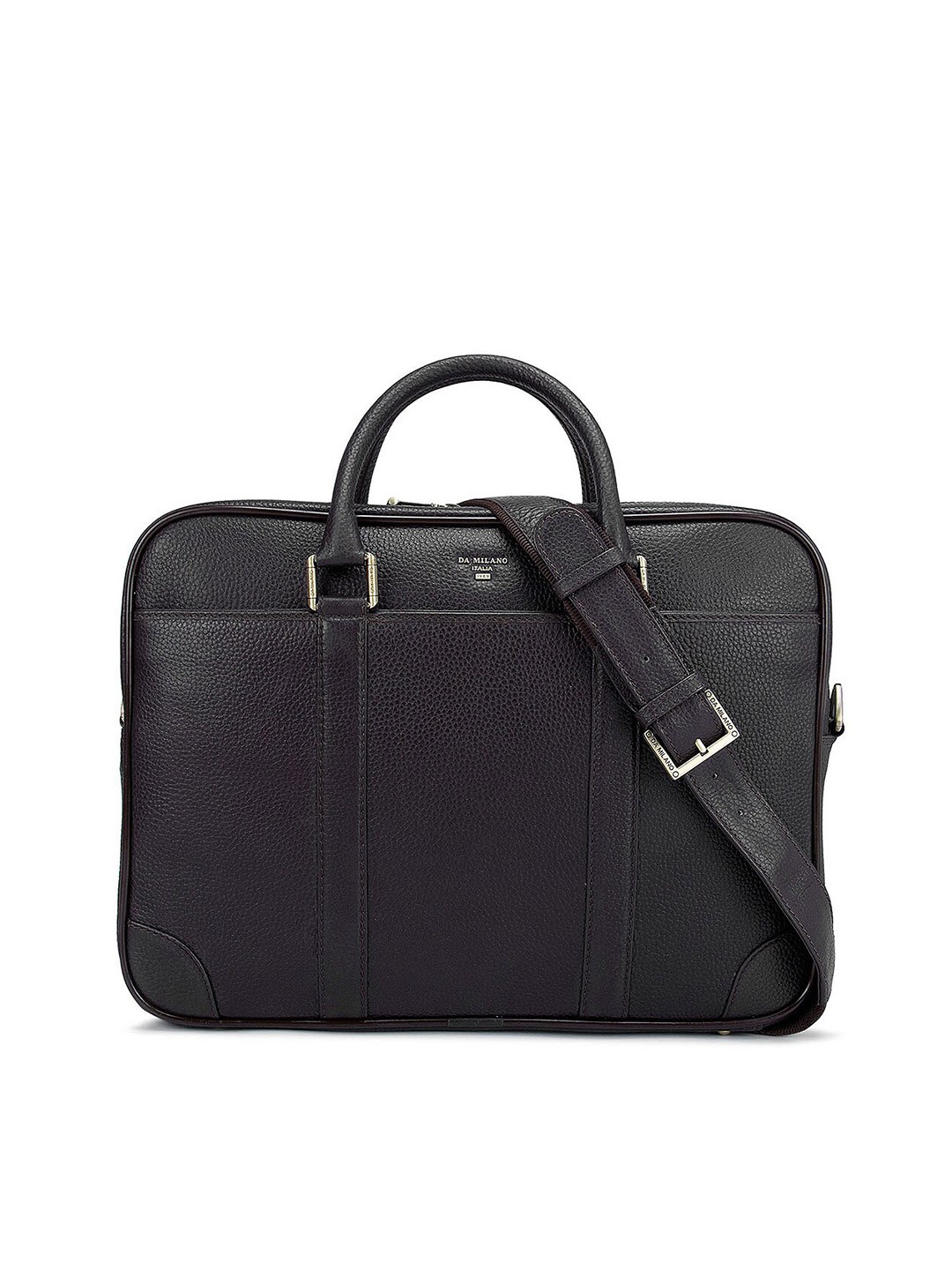 

Da Milano Men Coffee Brown Textured Leather Laptop Bag