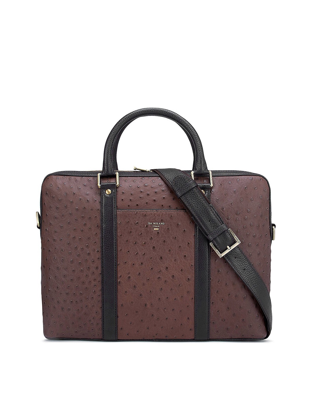 

Da Milano Men Brown Textured Leather Laptop Bag