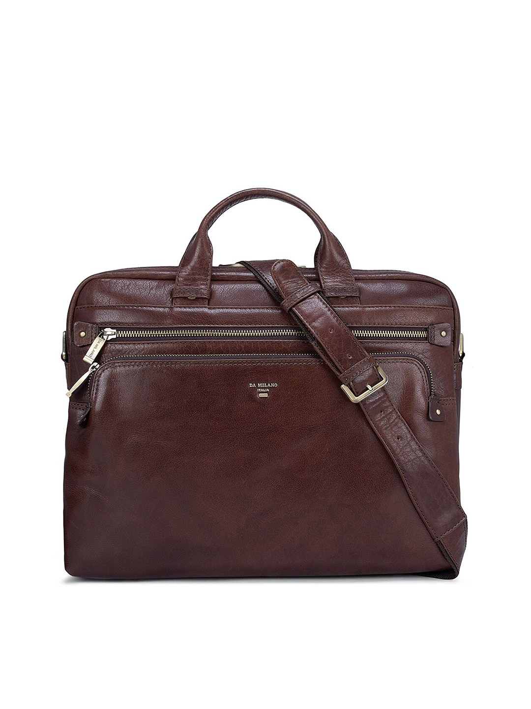 

Da Milano Men Brown Textured Leather Laptop Bag