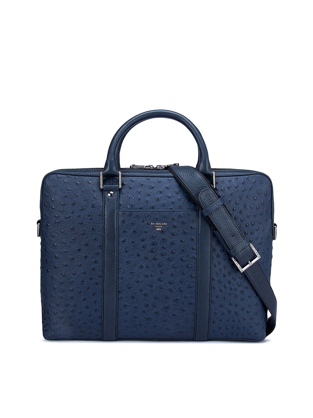 

Da Milano Men Blue Textured Leather Laptop Bag