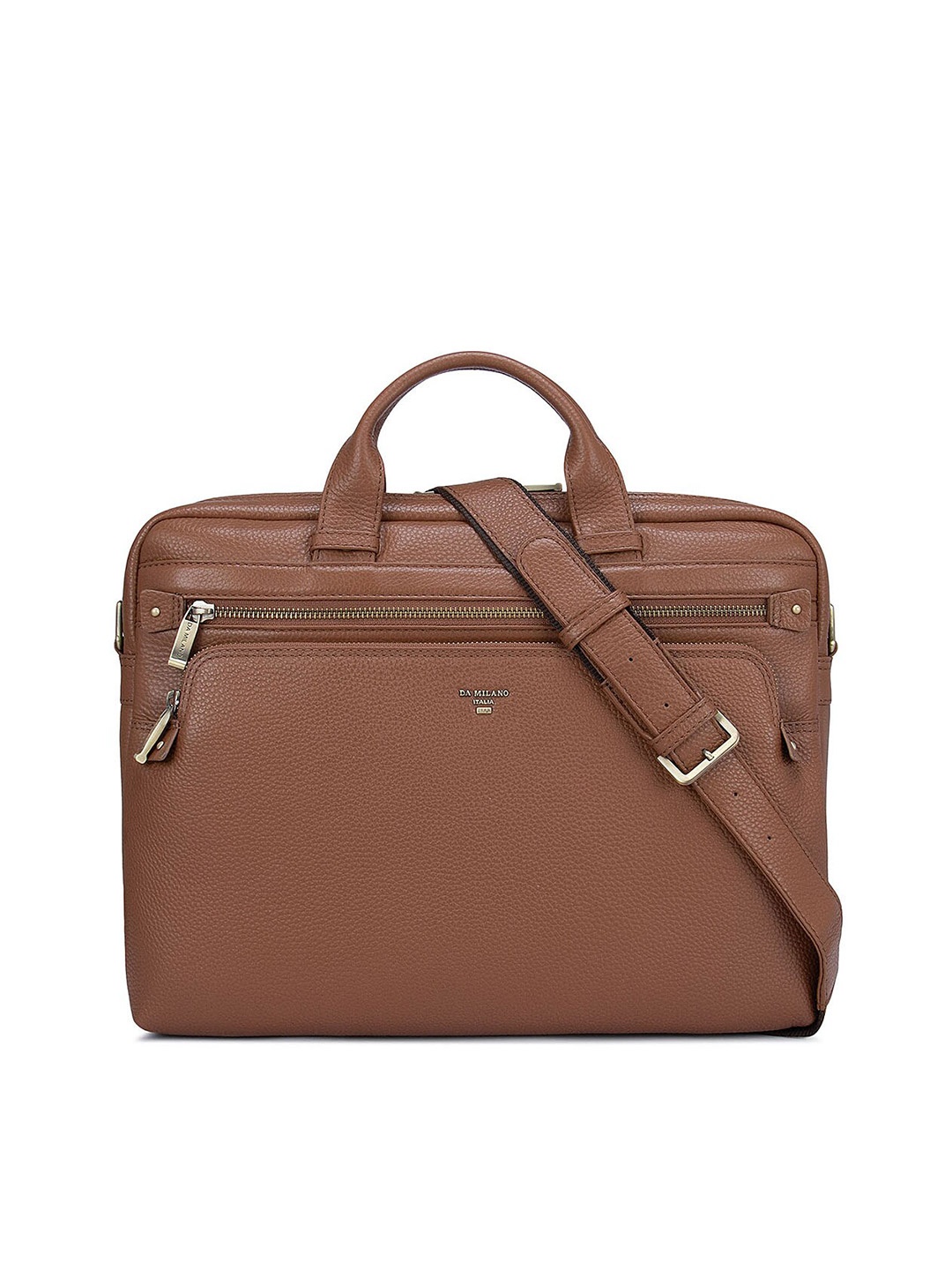 

Da Milano Men Brown Textured Leather Laptop Bag