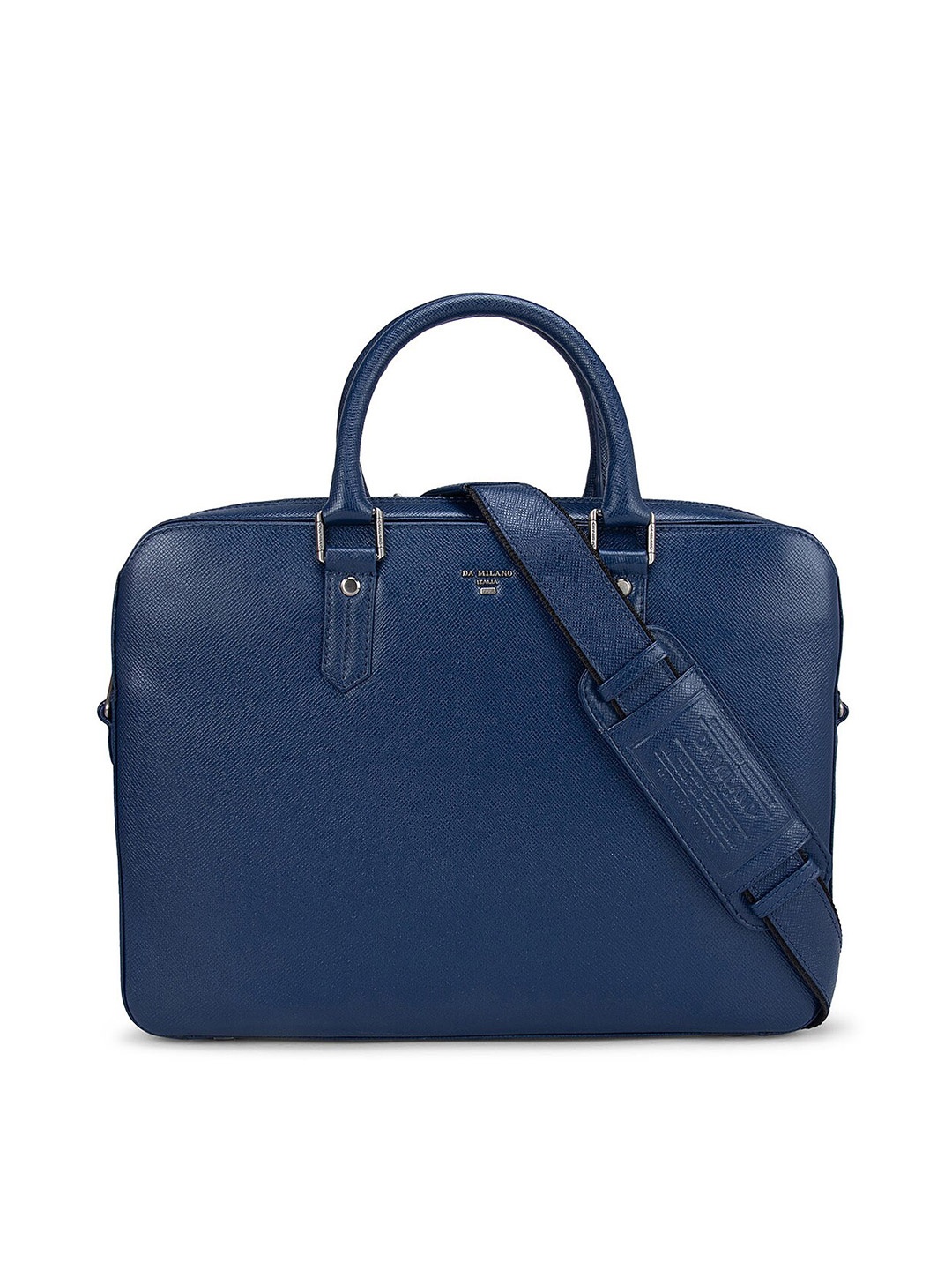 

Da Milano Men Blue Textured Leather Laptop Bag