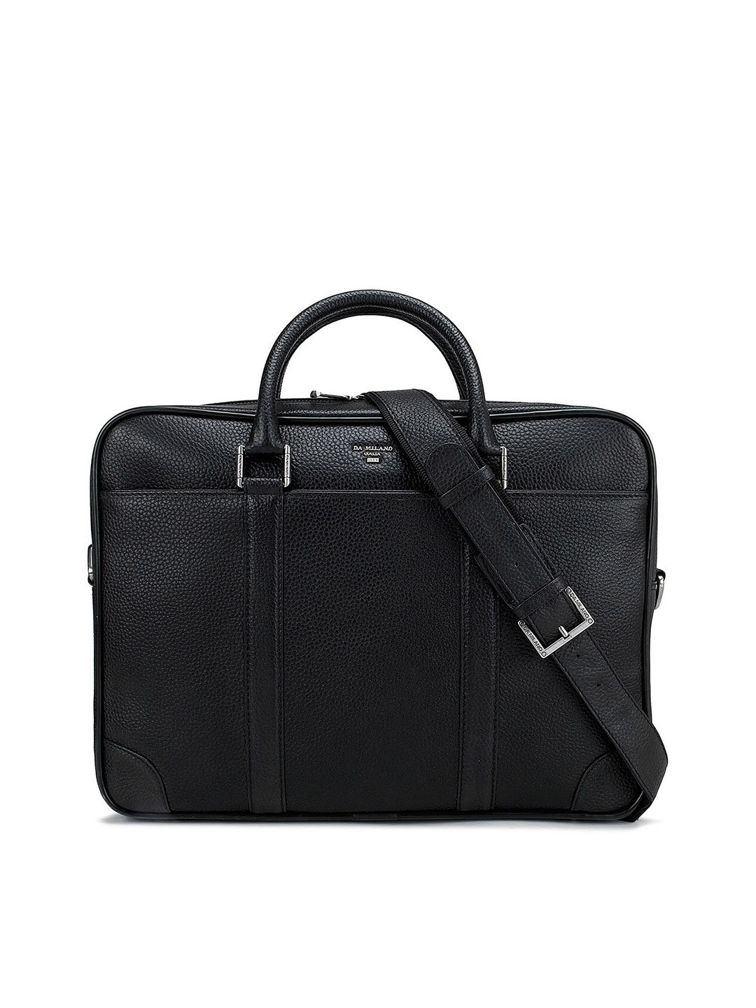 

Da Milano Men Black Textured Leather Laptop Bag 14 inch
