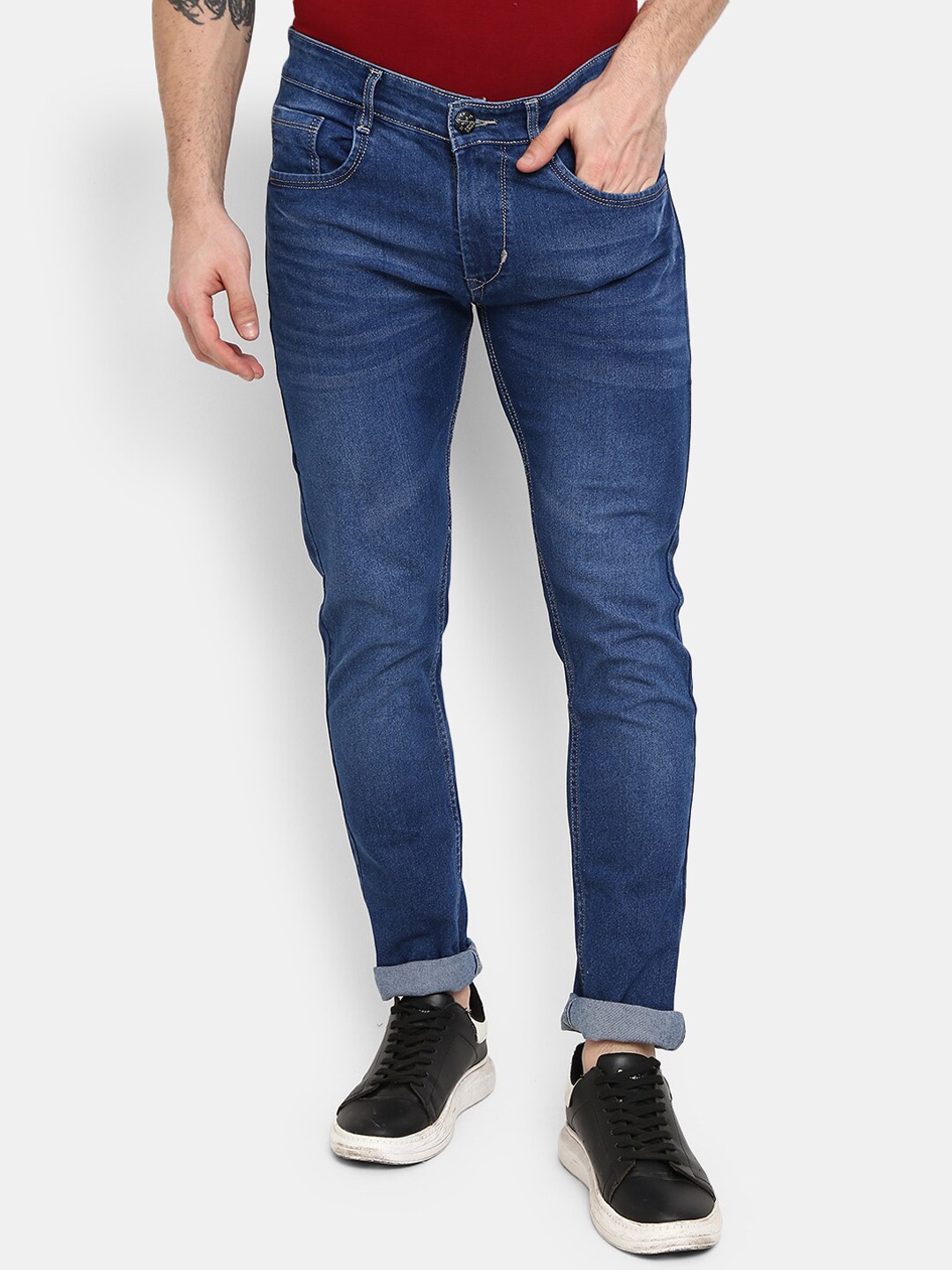 

V-Mart Men Blue Classic Slim Fit Light Fade Cotton Jeans