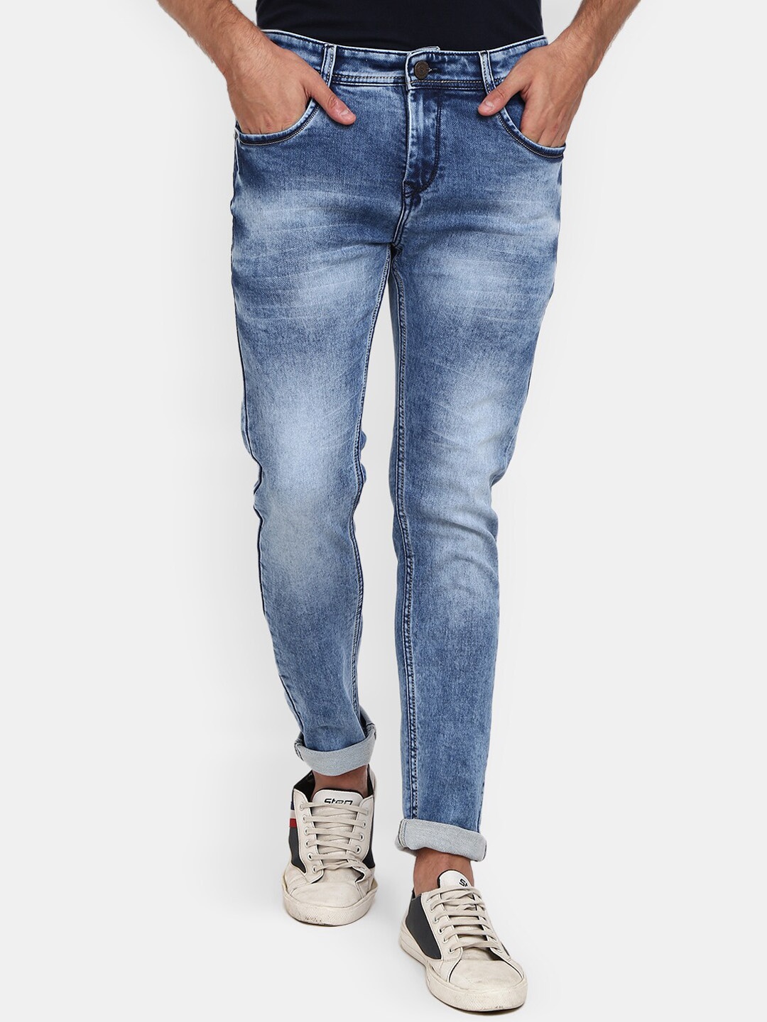 

V-Mart Men Blue Classic Slim Fit Heavy Fade Cotton Jeans