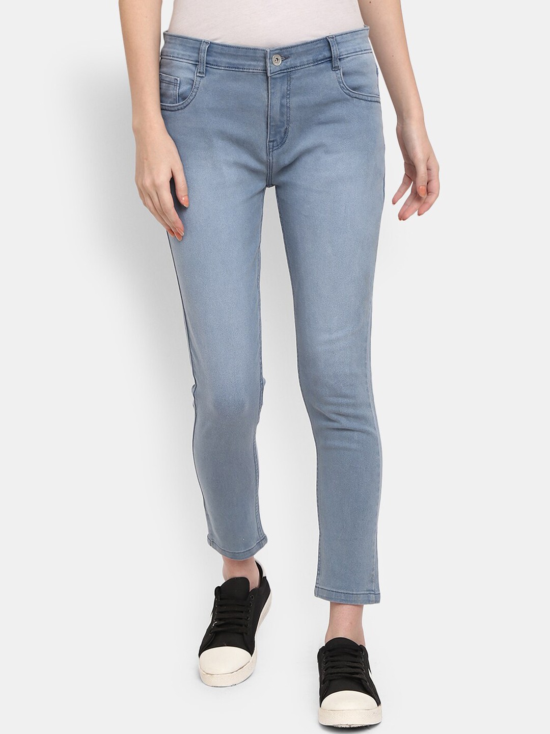 

V-Mart Women Light Fade Classic Cotton Jeans, Grey