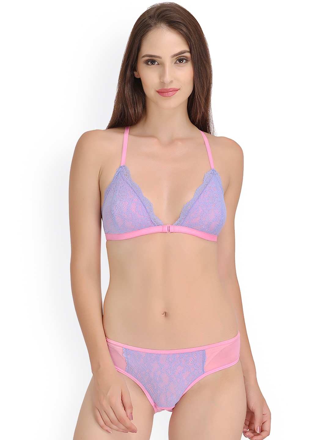 

Clovia Lavender Lace Lingerie Set BP0905P2240C