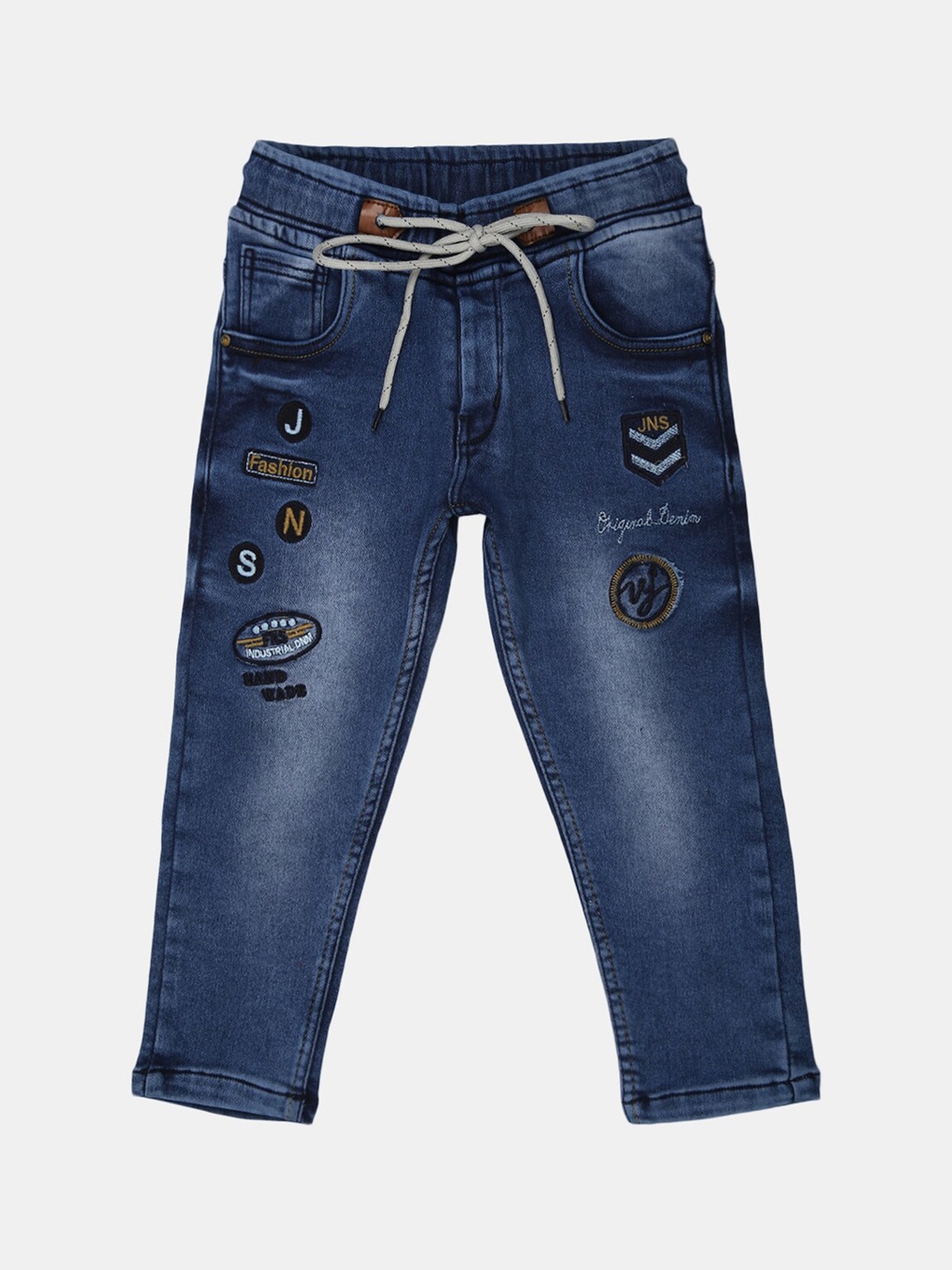 

V-Mart Boys Classic Fit Light Fade Printed Cotton Jeans, Blue