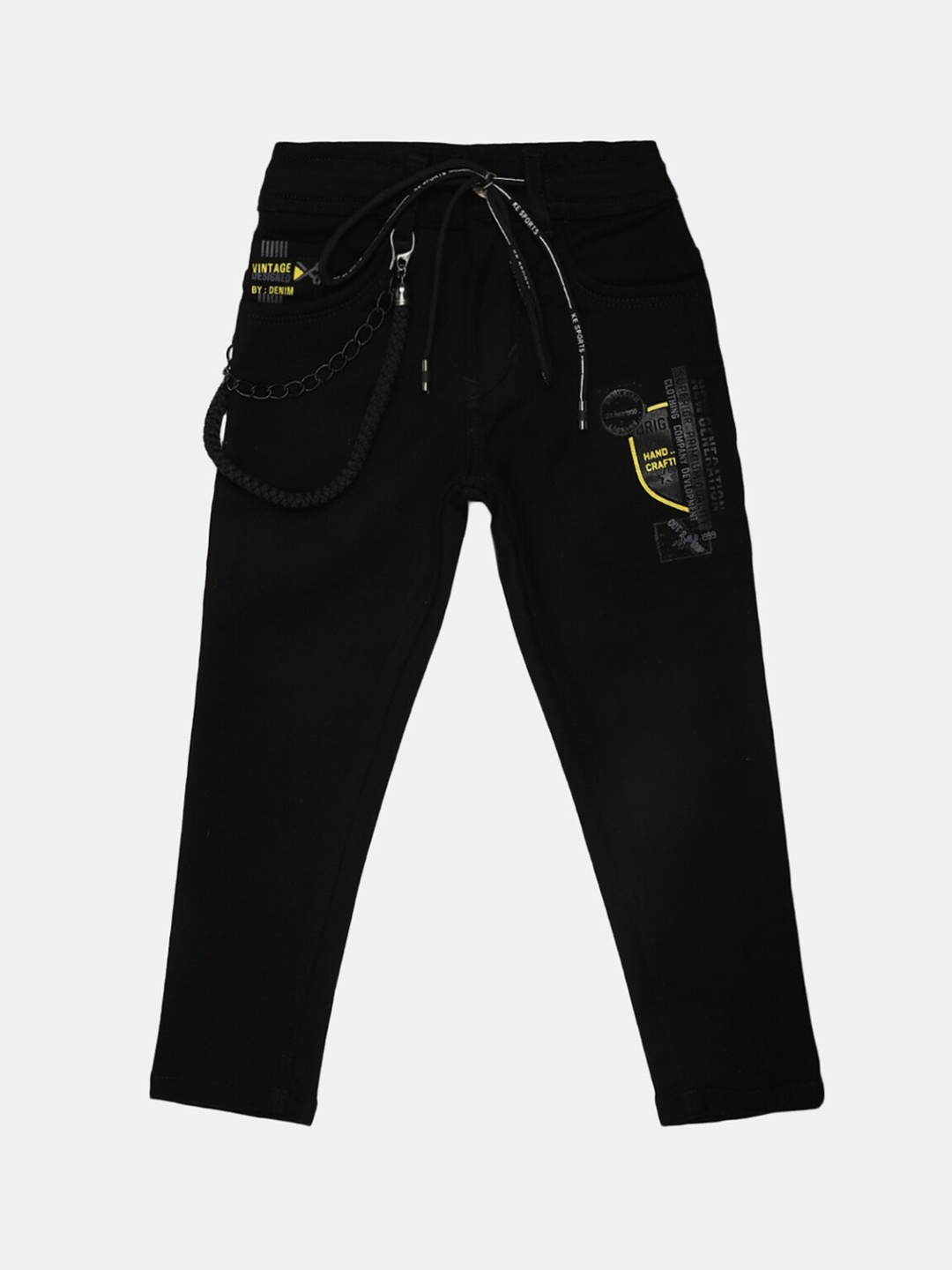 

V-Mart Boys Black Classic Embellished Light Fade Cotton Jeans