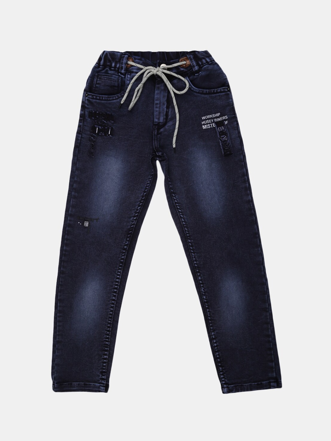 

V-Mart Boys Embellished Light Fade Classic Cotton Jeans, Blue
