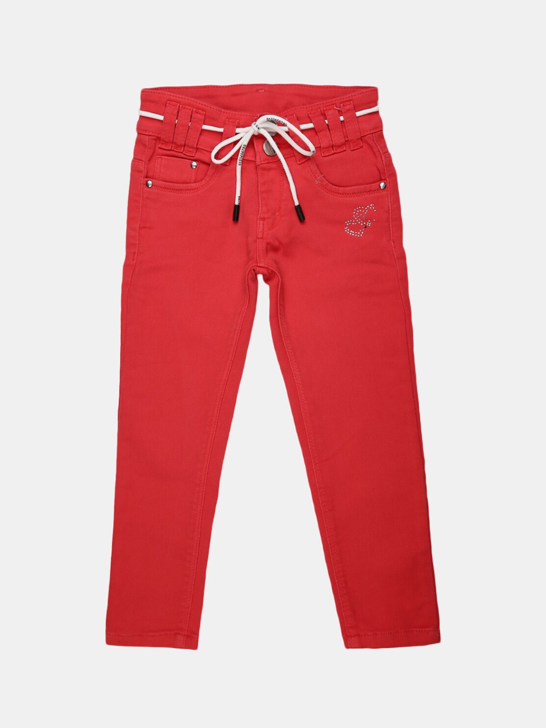 

V-Mart Girls Red Classic Slim Fit Cotton Jeans