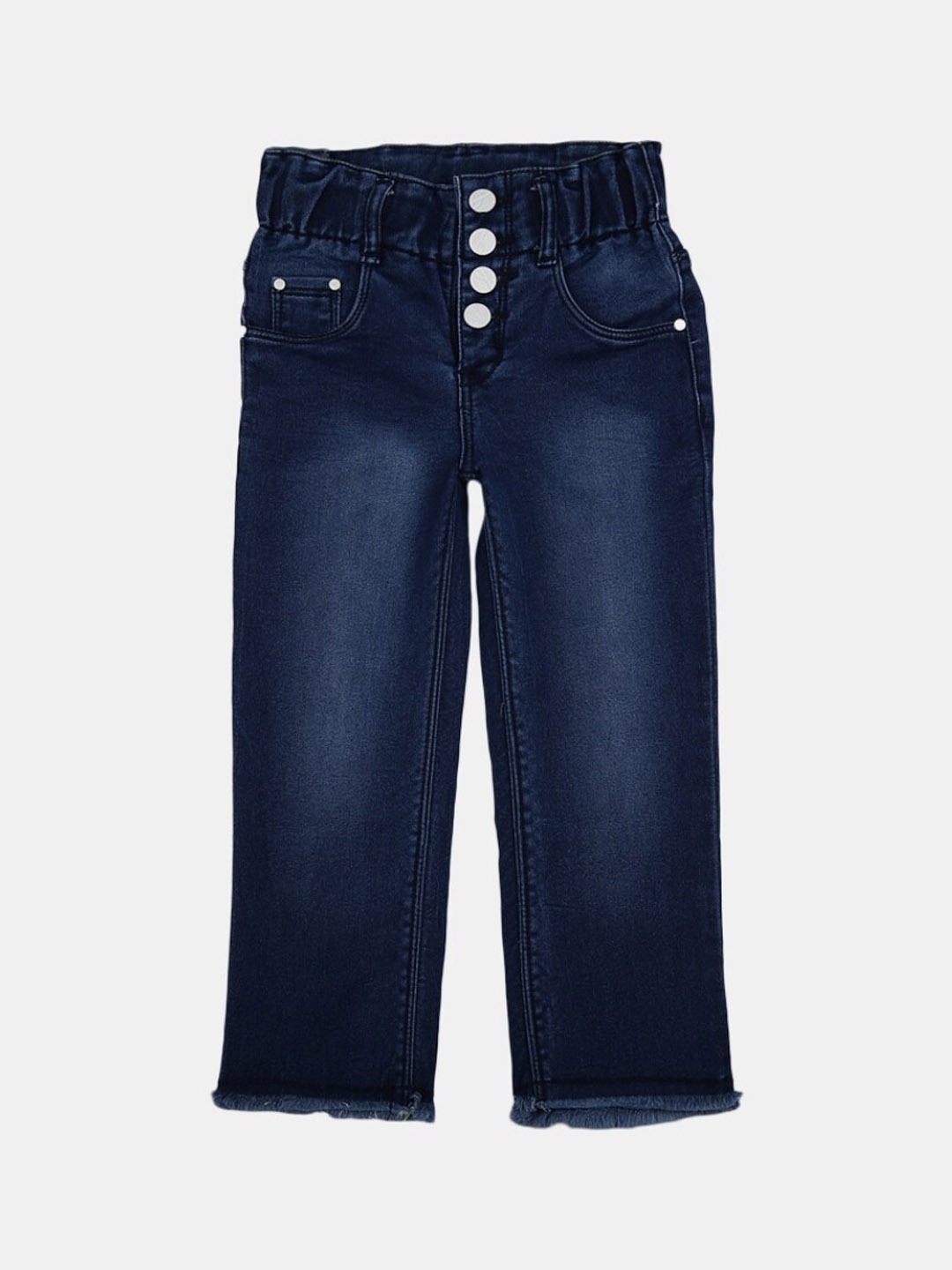 

V-Mart Girls Classic Low Distress Light Fade Cotton Jeans, Blue