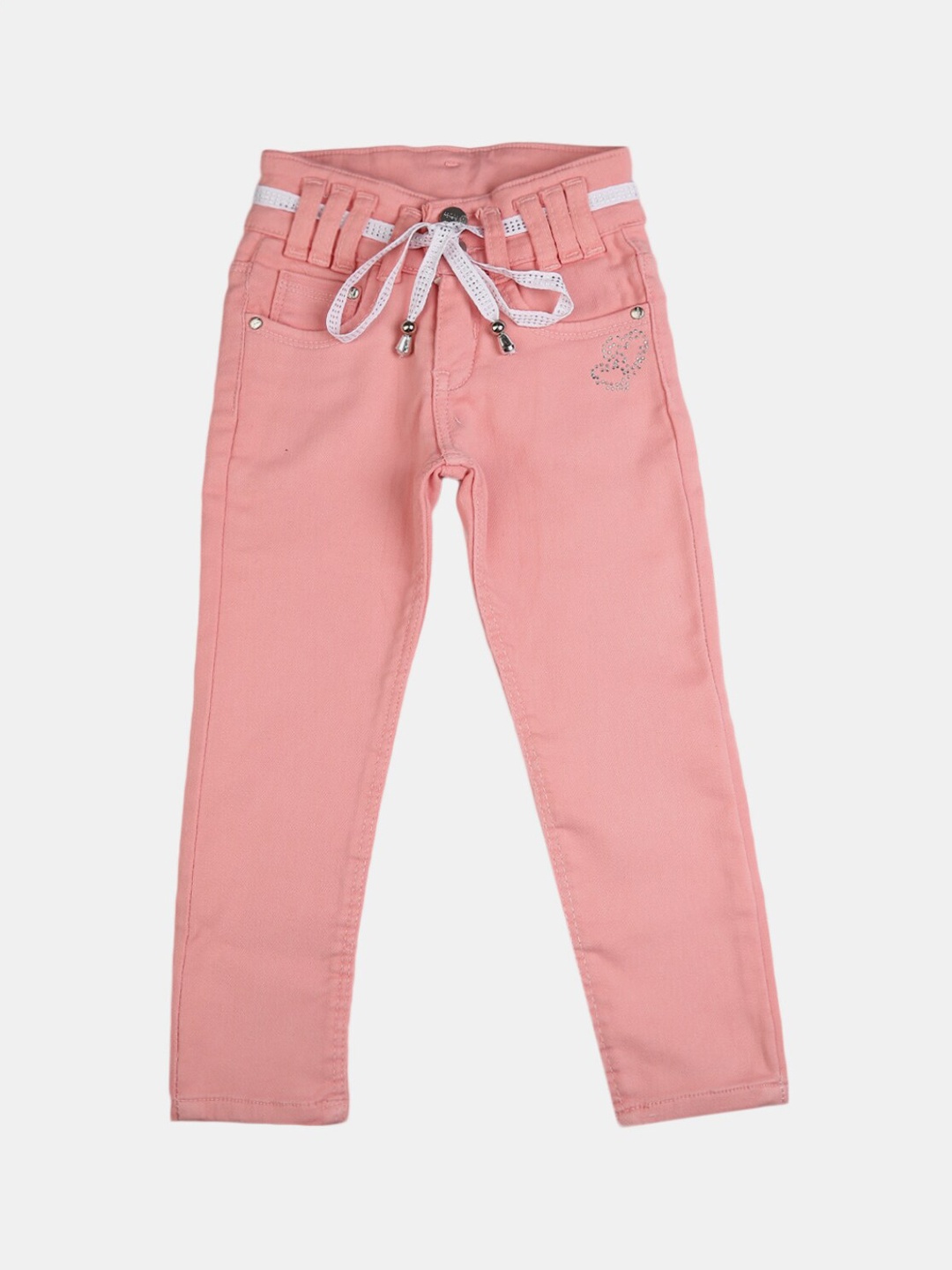 

V-Mart Girls Pink Classic Slim Fit Cotton Jeans