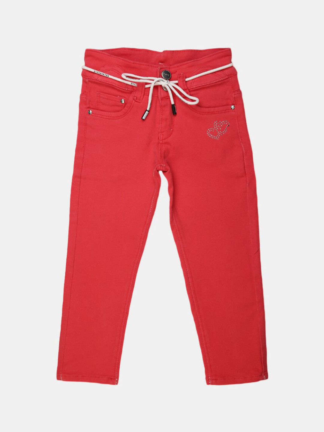

V-Mart Girls Red Classic Slim Fit Cotton Jeans