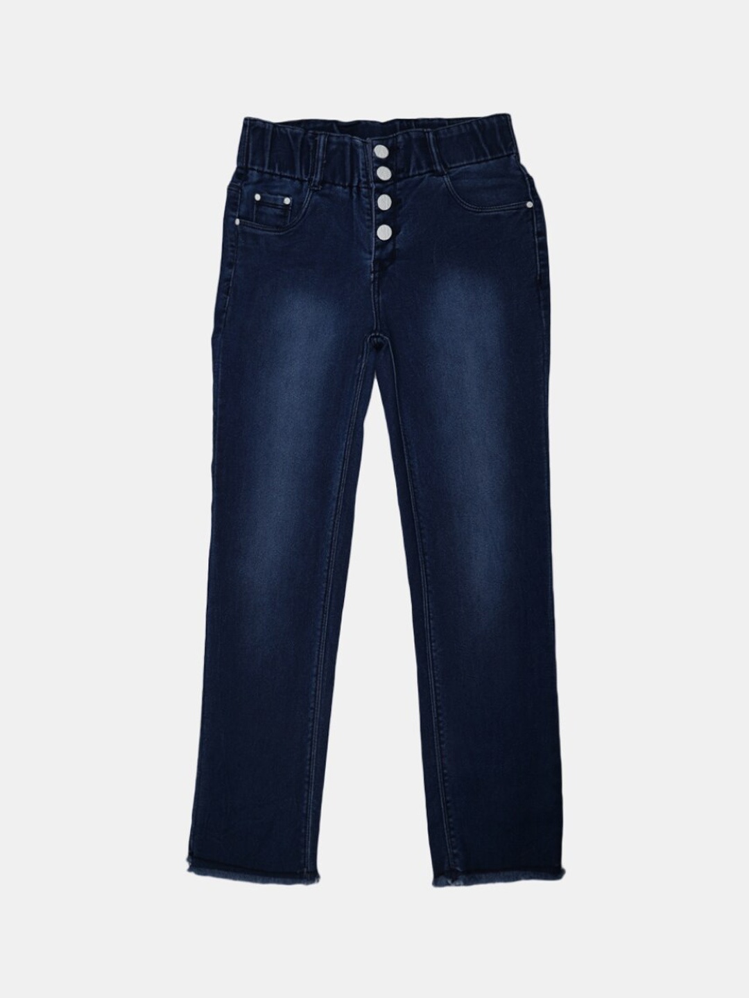 

V-Mart Girls Navy Blue Classic High-Rise Light Fade Cotton Jeans