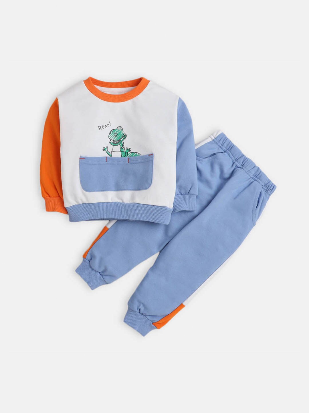 

Hopscotch Boys White & Blue Pure Cotton Printed T-shirt With Pyjamas