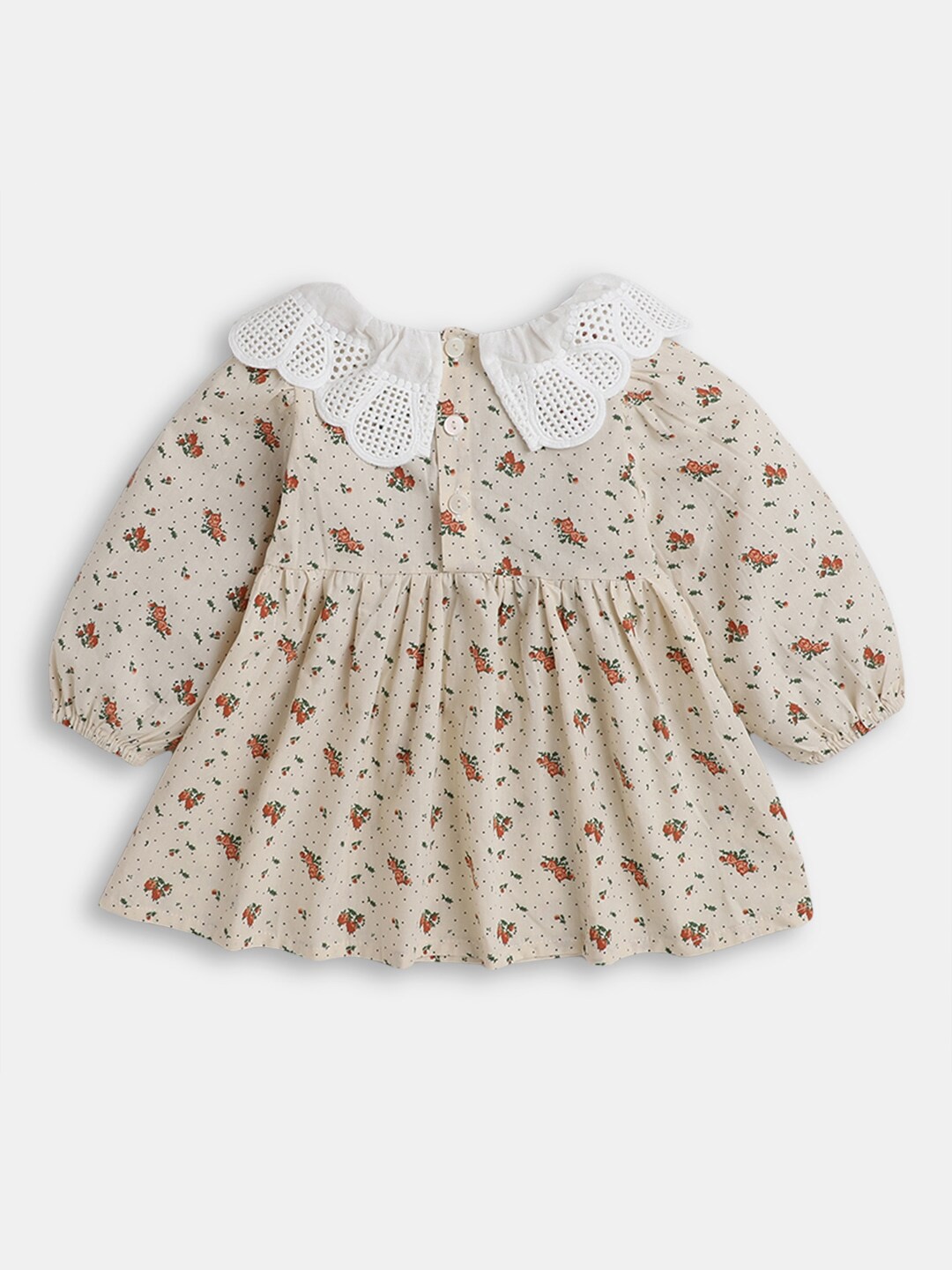 

Hopscotch Girls Beige & Red Floral Printed Dress