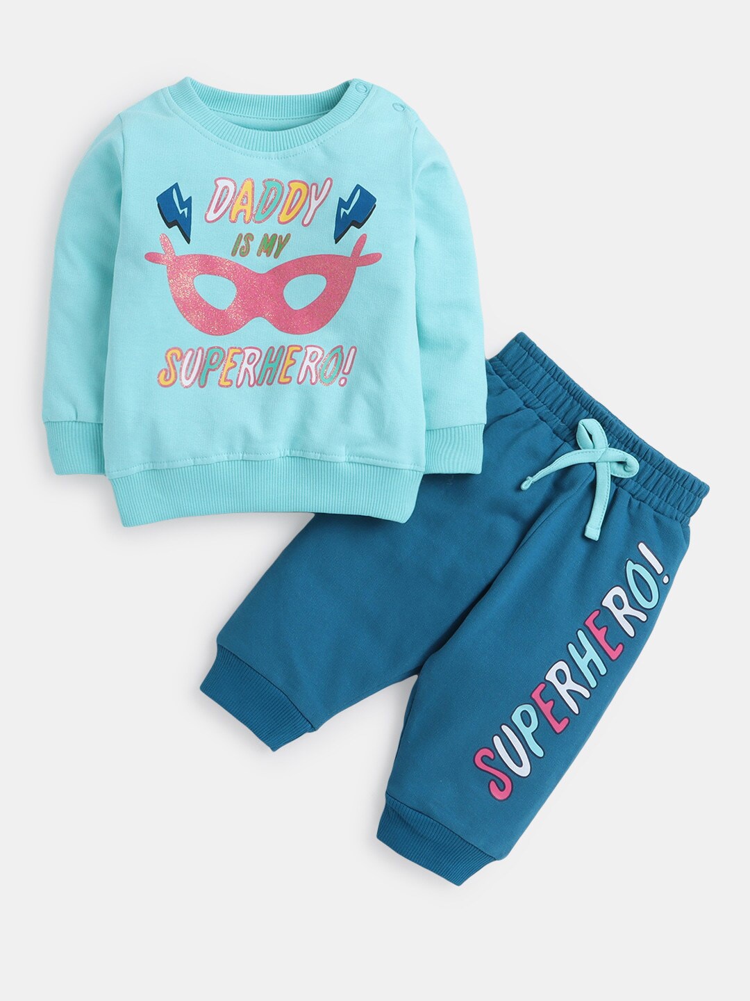 

Hopscotch Girls Blue & Pink Printed T-shirt Pure Cotton With Pyjamas