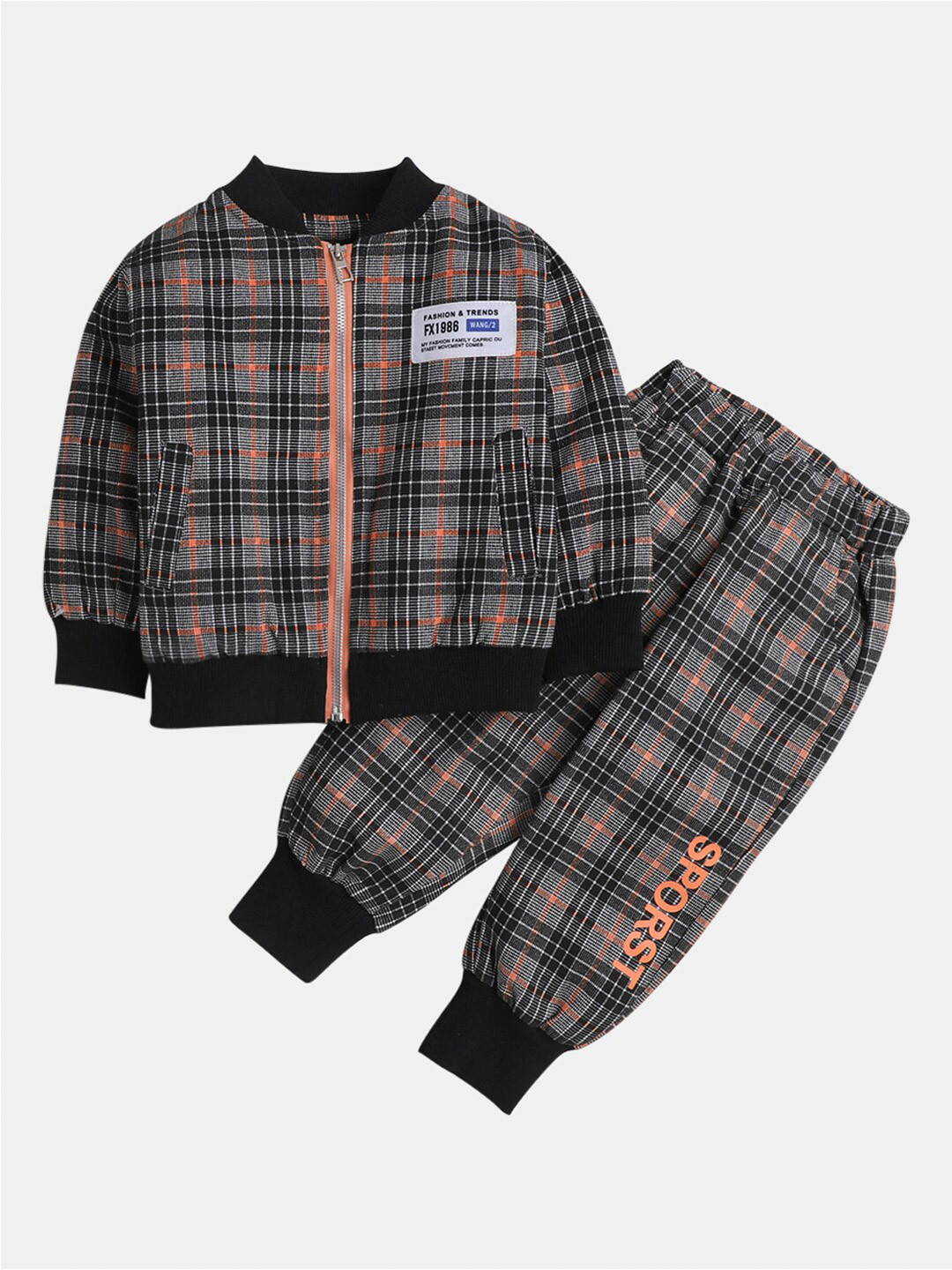 

Hopscotch Boys Black & Orange Printed T-shirt With Pyjamas