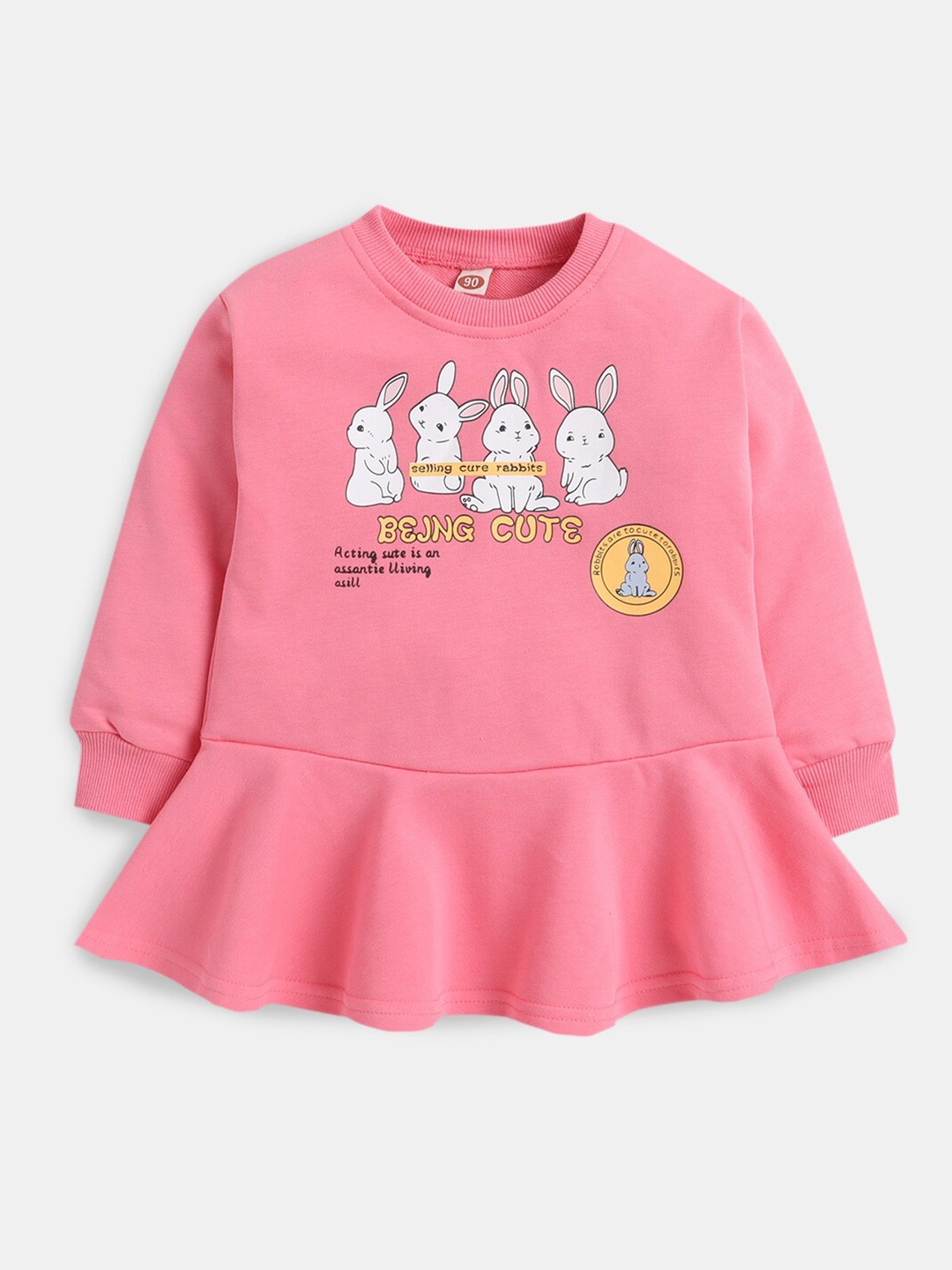 

Hopscotch Girls Pink Printed Dress