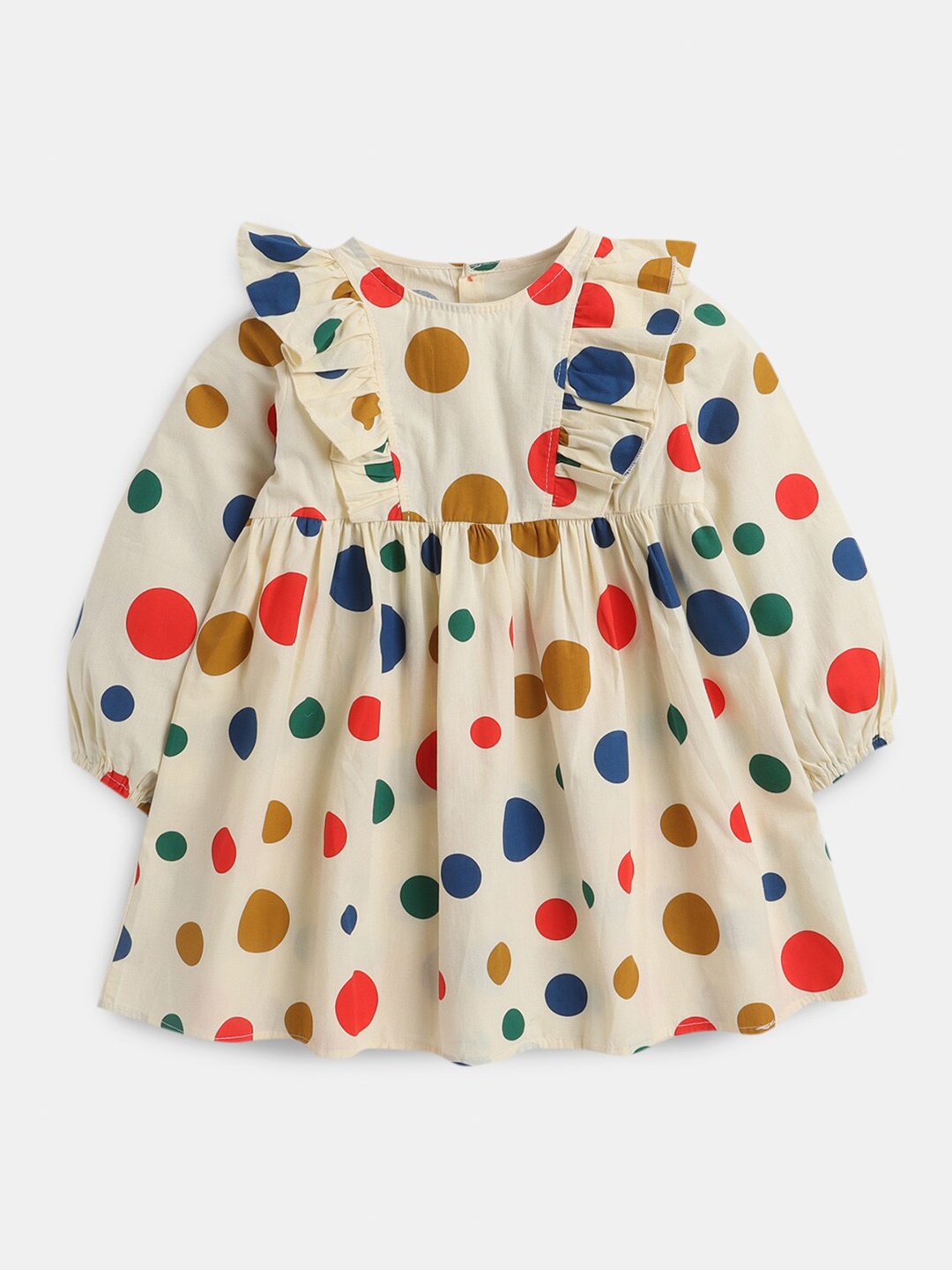 

Hopscotch Girls Beige & Red Printed Dress