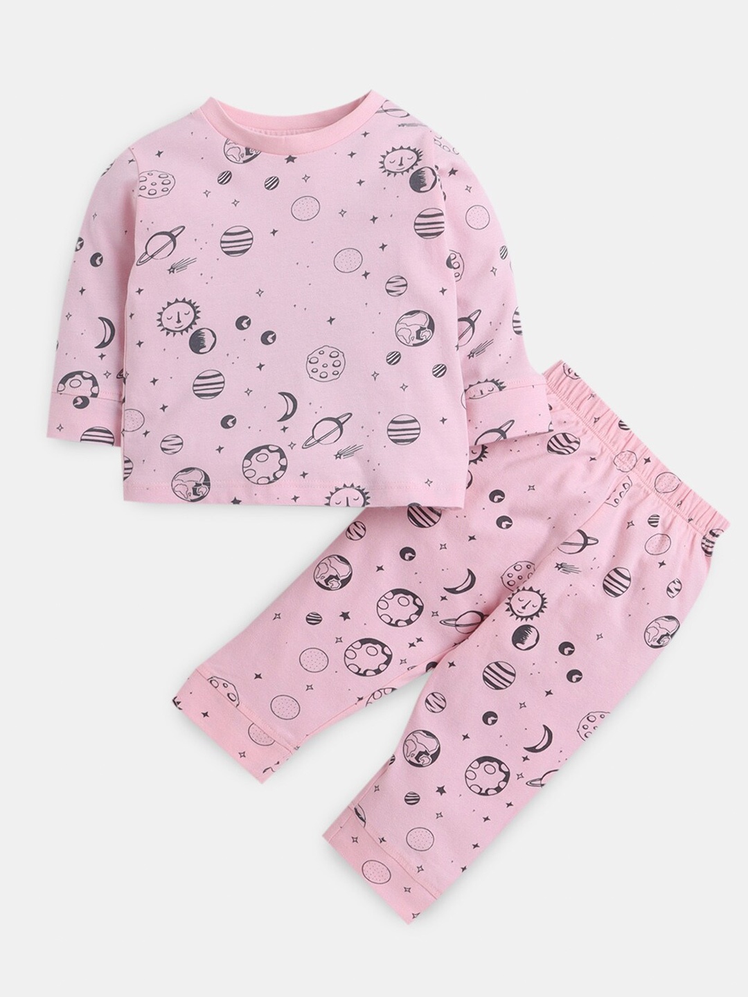 

Hopscotch Girls Pink & Black Printed Top With Pyjamas
