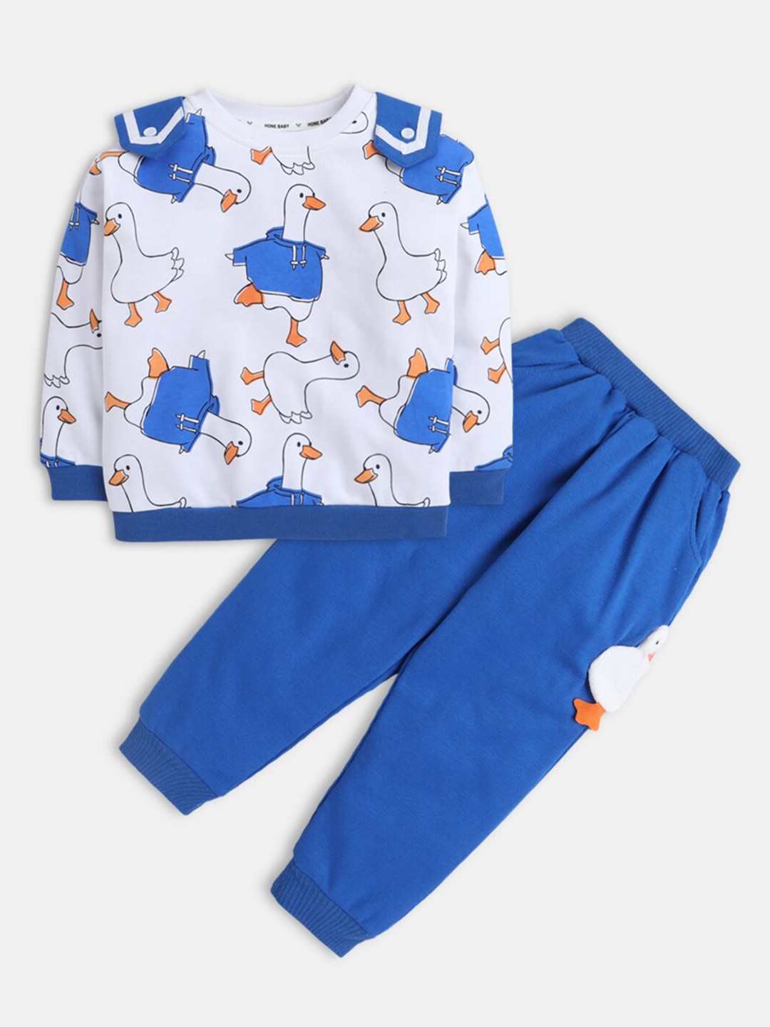 

Hopscotch Boys Blue & White Printed T-shirt With Trousers