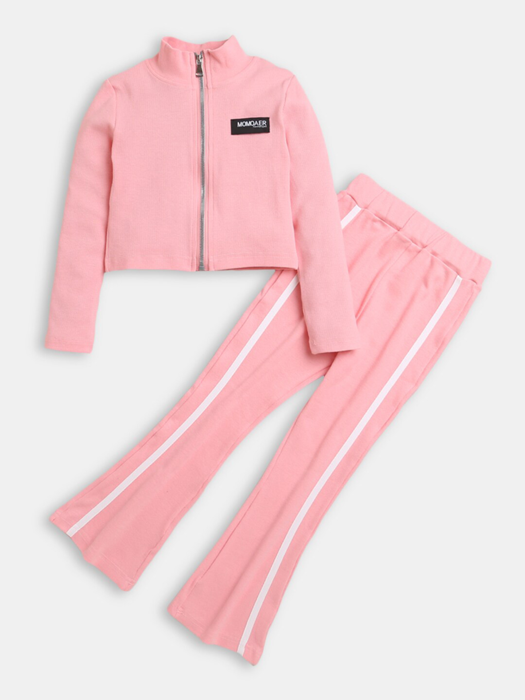 

Hopscotch Girls Pink & White Pure Cotton T-shirt With Trousers