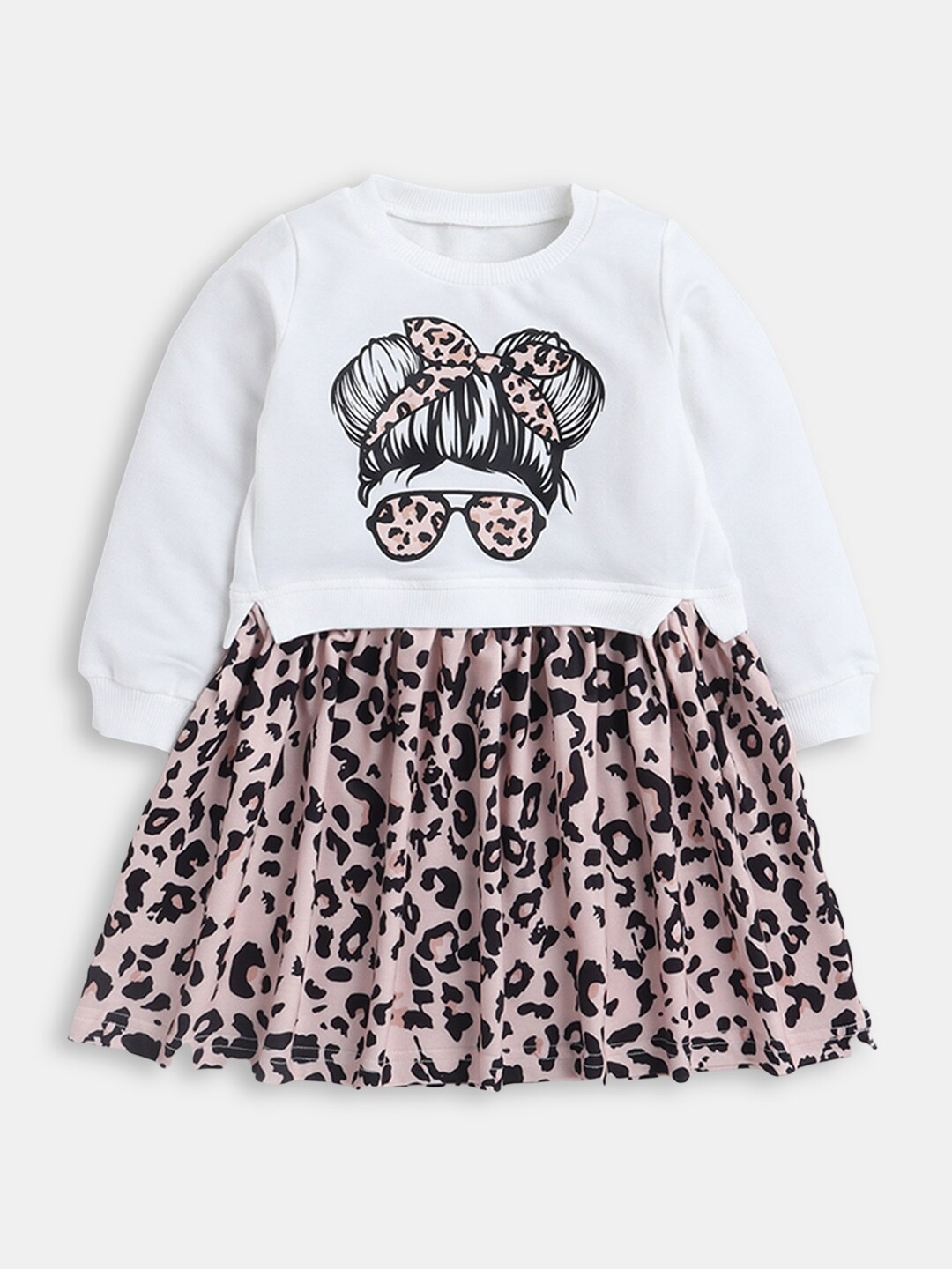 

Hopscotch Girls Graphic Printed A-Line Dress, White