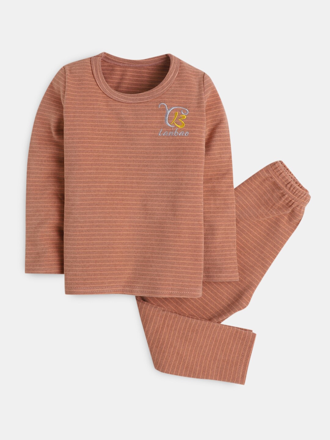 

Hopscotch Boys Brown & Grey Pure Cotton Striped Top With Pyjamas