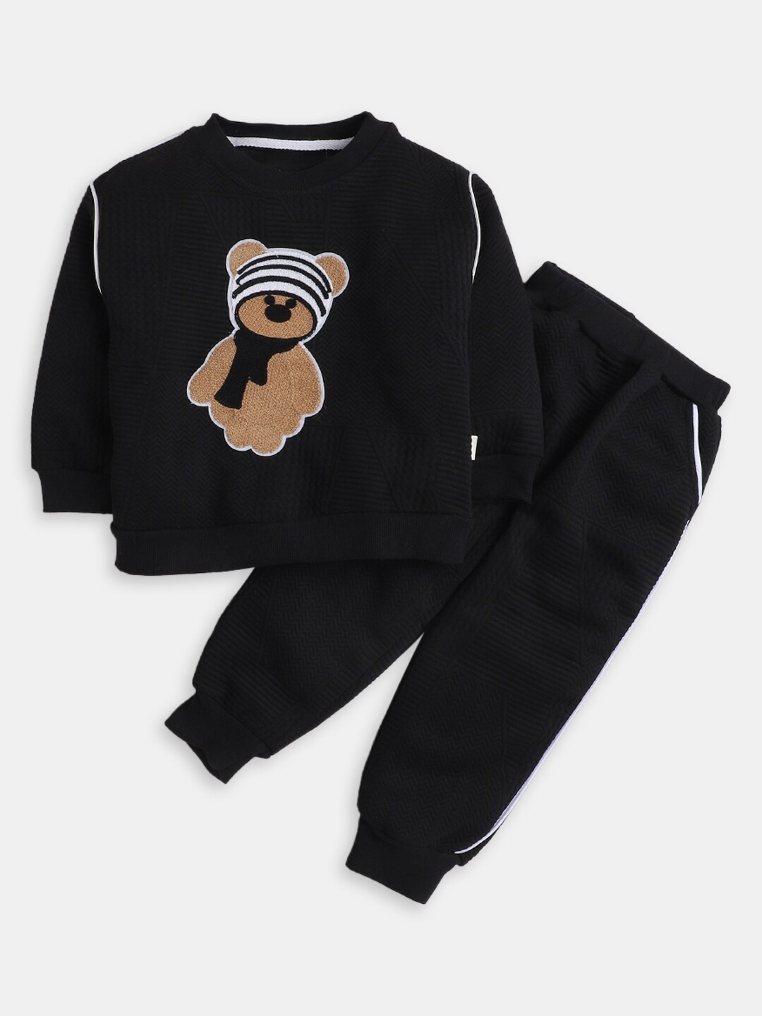 

Hopscotch Boys Black & Beige Printed T-shirt With Pyjamas