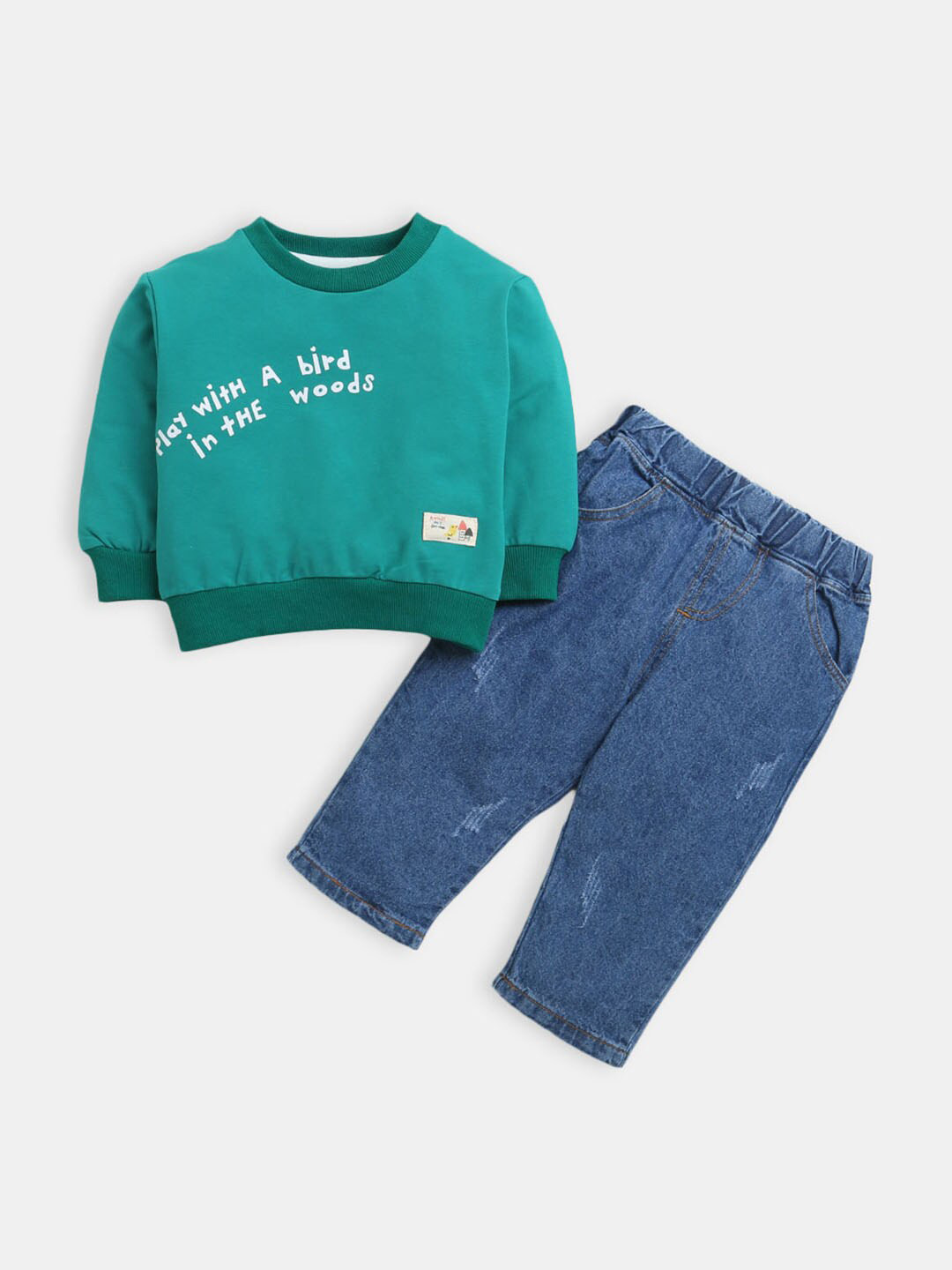 

Hopscotch Boys Green & Blue Printed T-shirt with Trousers