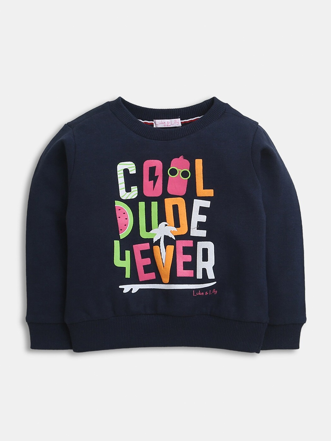 

Hopscotch Boys Navy Blue Printed Pure Cotton Sweatshirt
