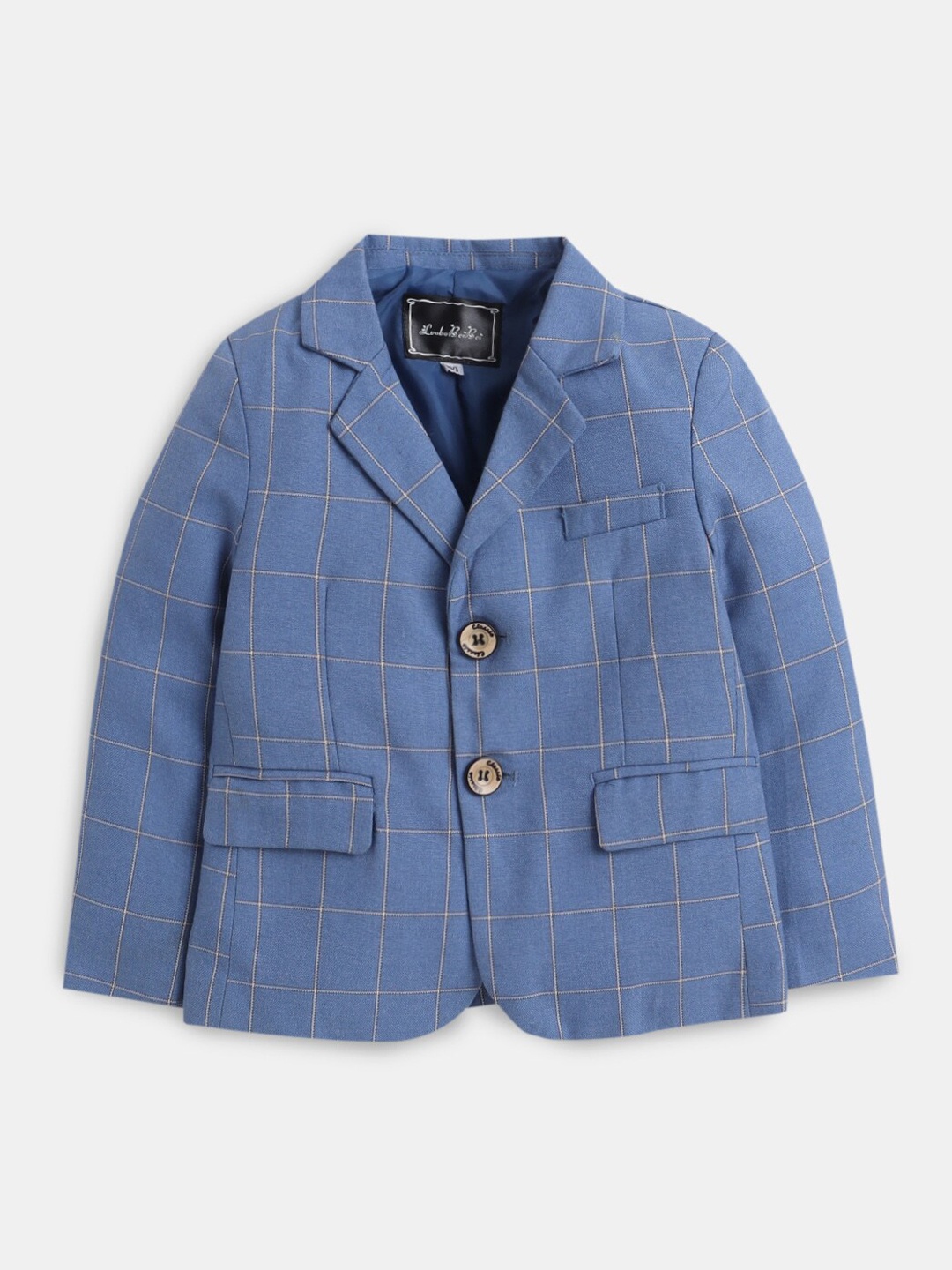 

Hopscotch Boys Blue Notched Lapel Collar Checked Bomber Jacket