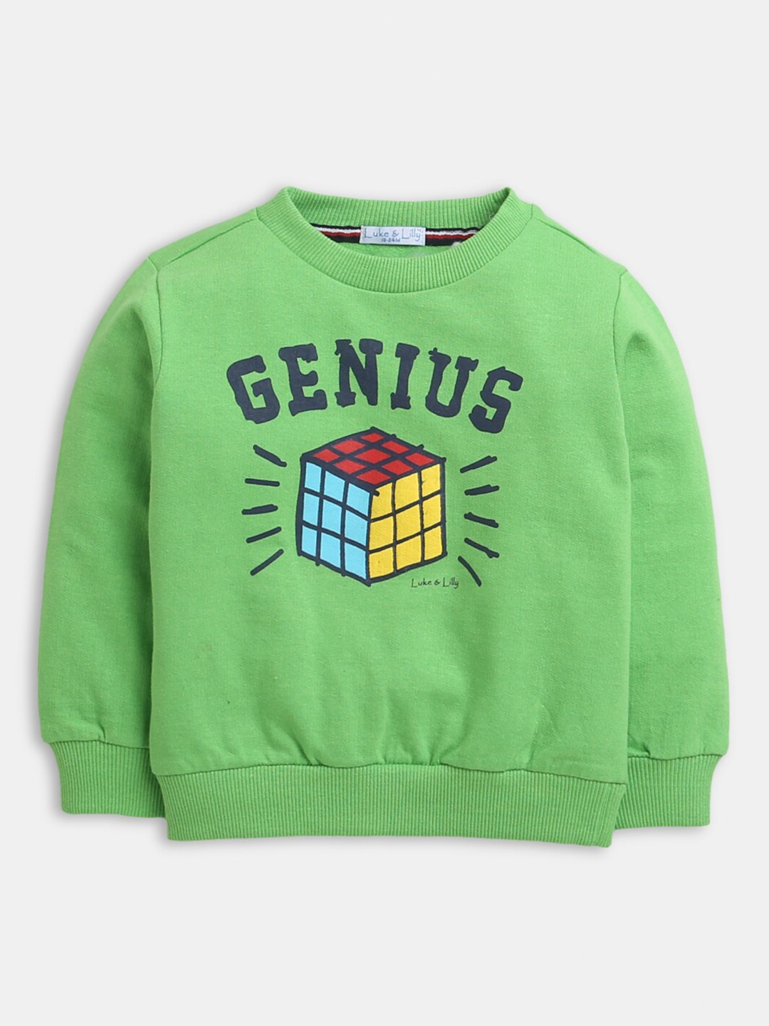 

Hopscotch Girls Green Printed Pure Cotton Sweatshirt