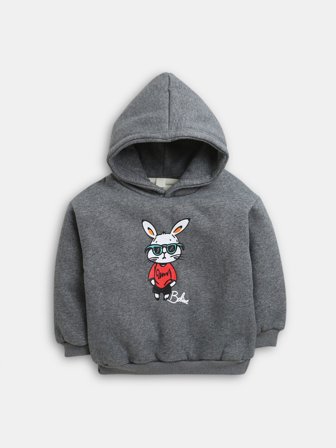 

Hopscotch Girls Grey Printed Hooded Sweatshirt