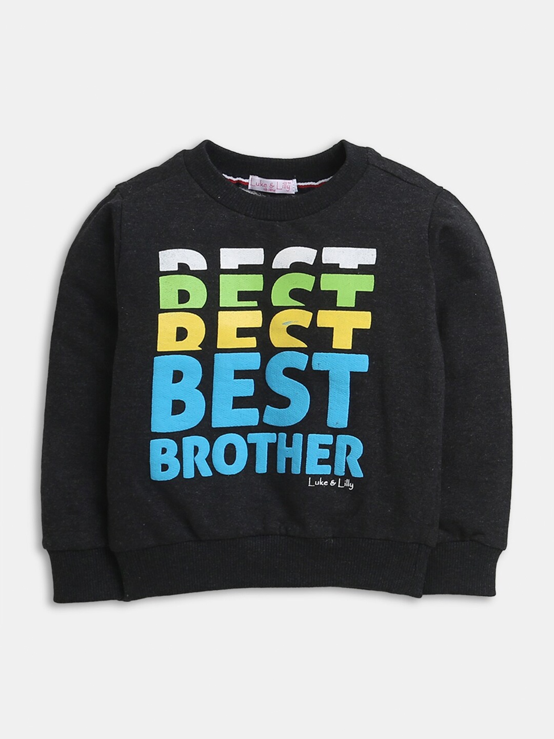 

Hopscotch Boys Black Printed Pure Cotton Hooded Sweatshirt