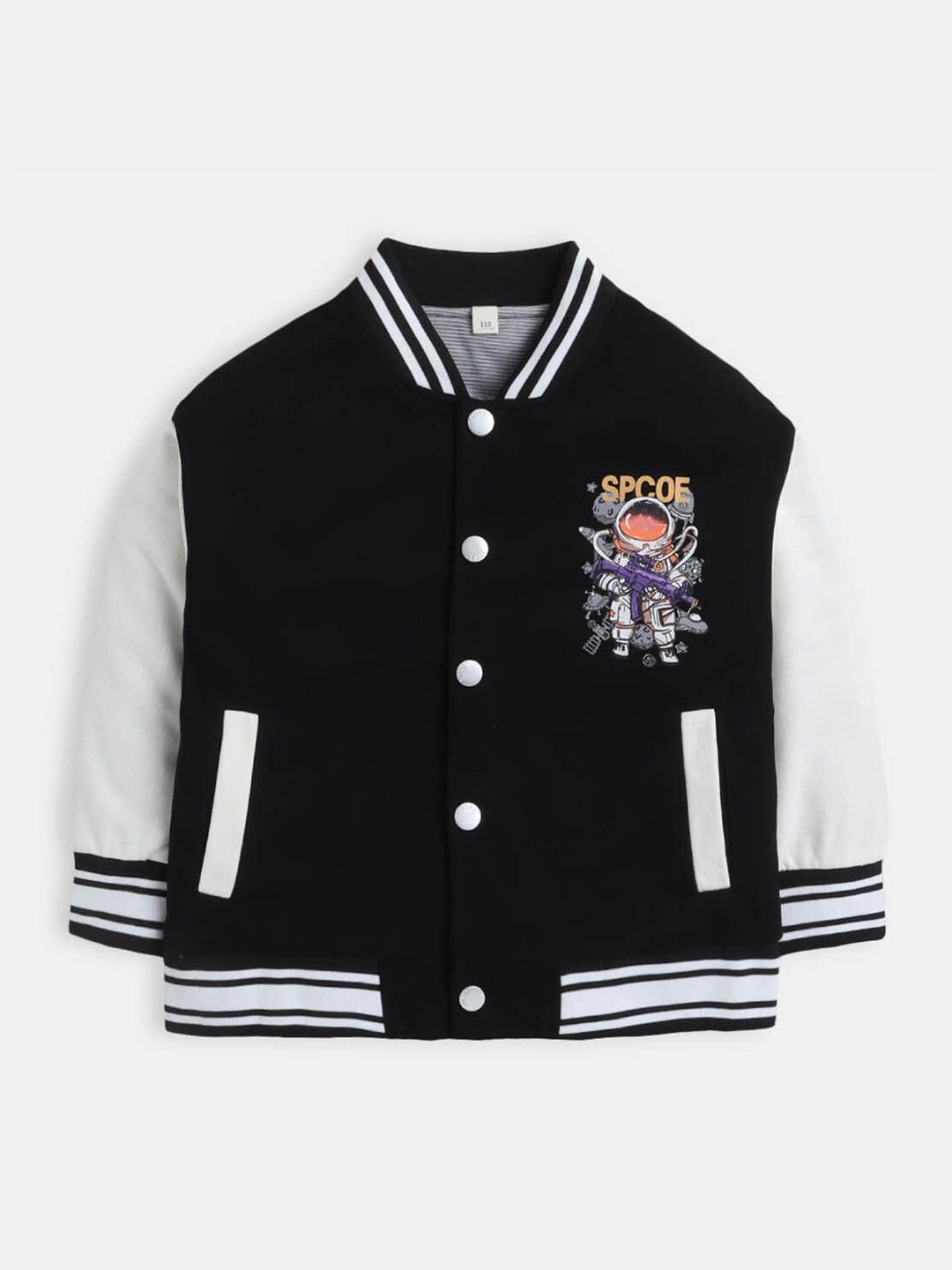 

Hopscotch Boys Black & White Printed Bomber Jacket